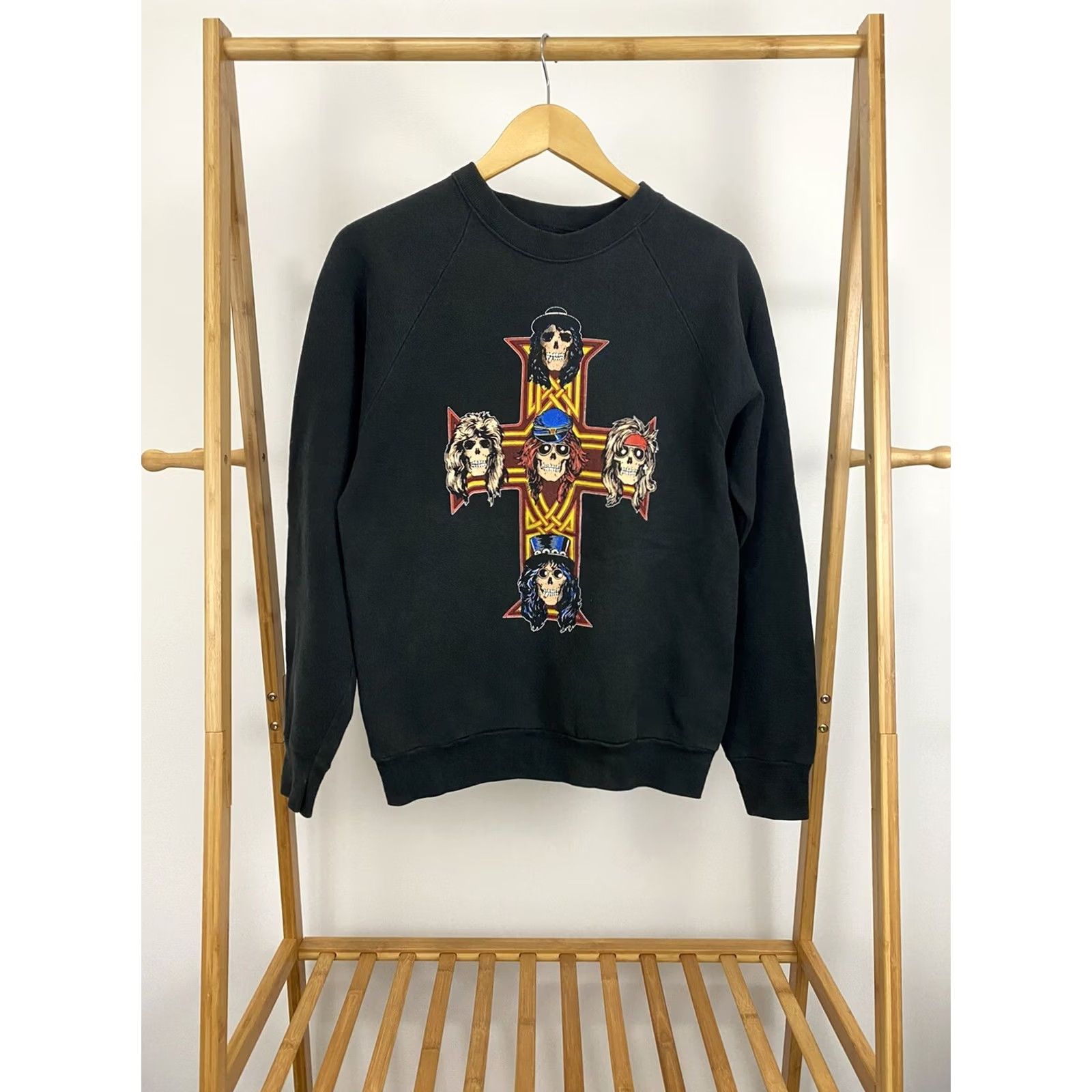 Vintage VTG Gun N' Roses 80s Appetite For Destruction Raglan Crewneck Sweatshirt M Mens Black Raglan 80s Size US M / EU 48-50 / 2 - 2 Thumbnail