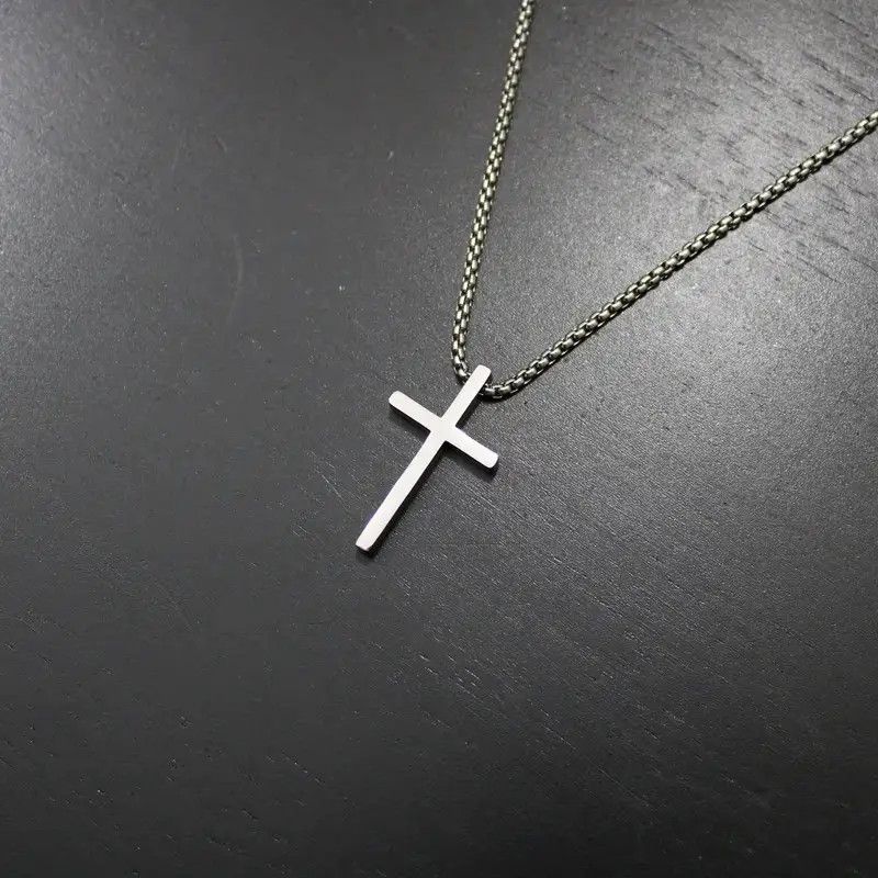 Jewelry Silver Cross Pendant with Box Chain Necklace Size ONE SIZE - 5 Thumbnail