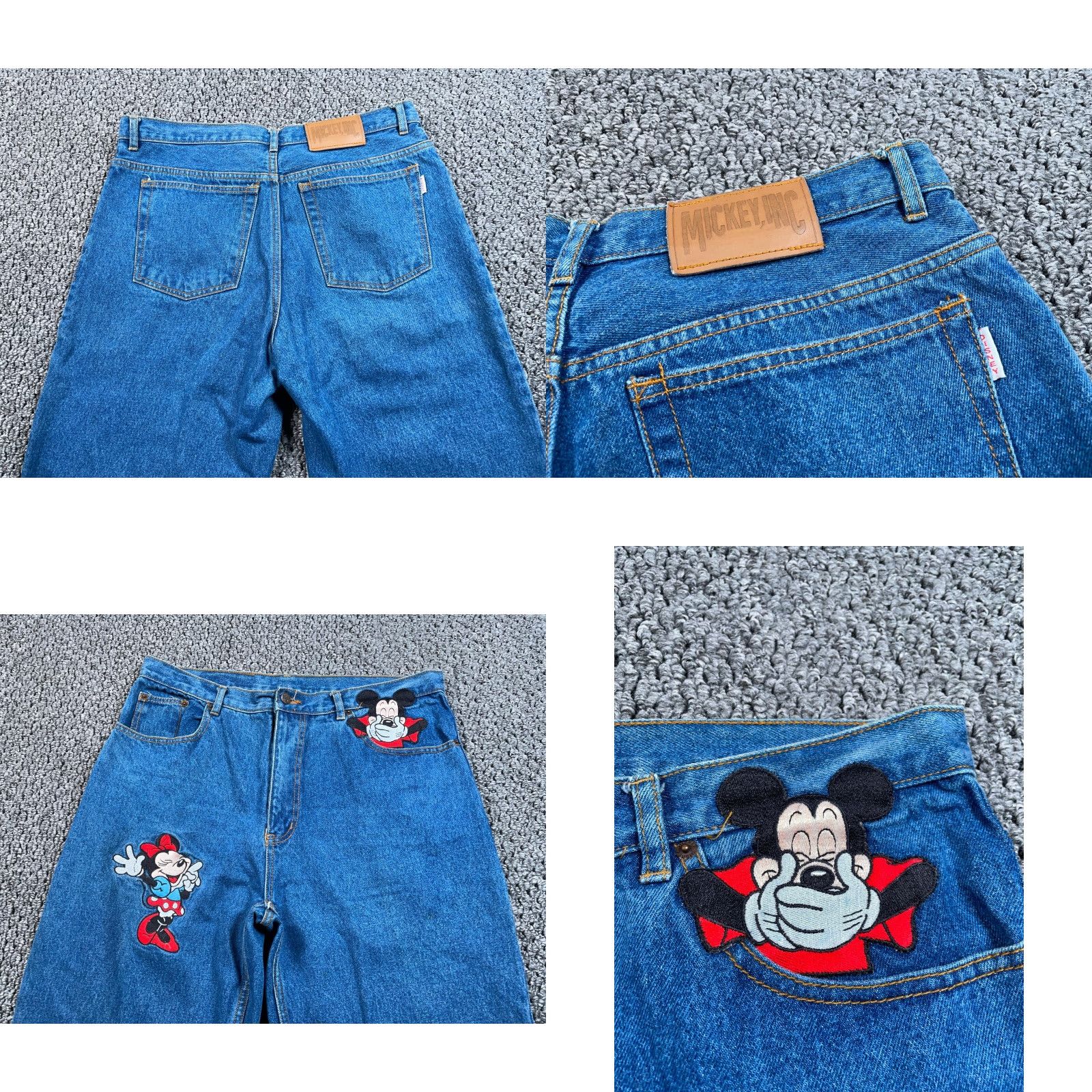 Denime VINTAGE Mickey Inc. Jeans Adult 2XL 34 x 34 Blue Denim Embroidered 90s Minnie Mouse Women's Jeans Size 24" / US 00 / IT 34 - 9 Thumbnail