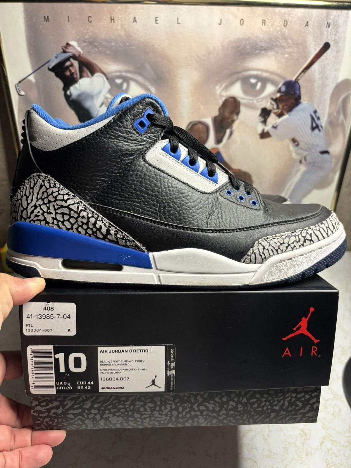 Jordan Brand Jordan Retro 3 ‘sport blue’ Size US 10 / EU 43 - 1 Thumbnail