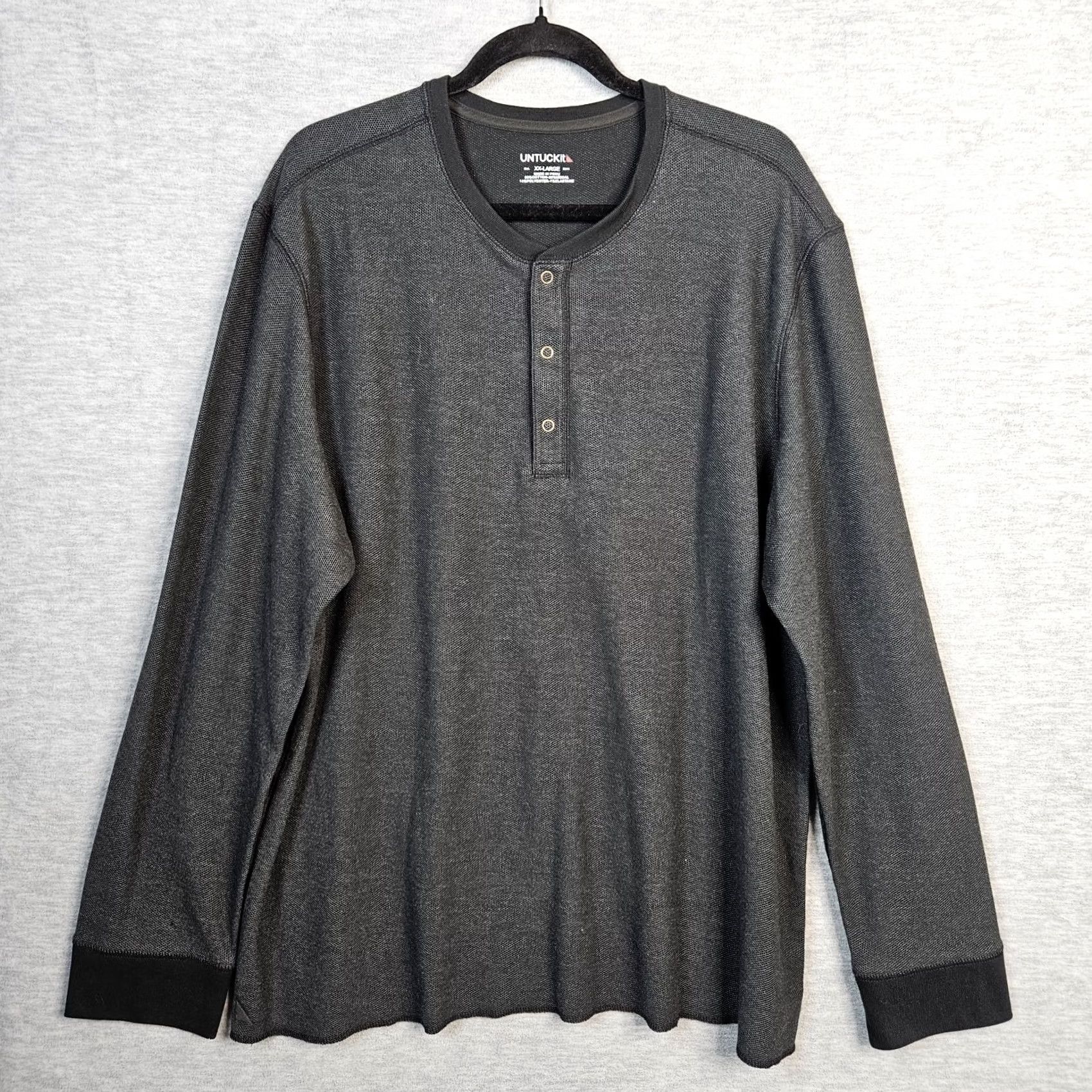 UNTUCKit UNTUCKit Schrock Dark Gray Henley Button Up Top Men’s Size XXL Shirt Men 2XL Gray Henley Button Up Shirt Mens XXL Size US XXL / EU 58 / 5 - 2 Thumbnail