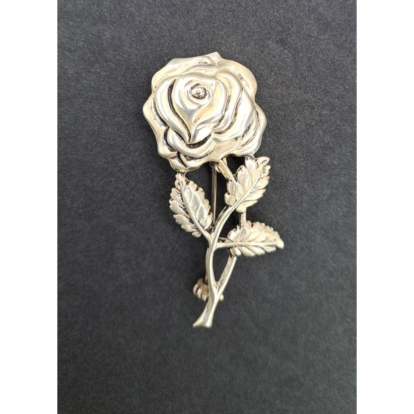 Vintage Vintage Sterling Silver Rose Brooch Pin Detailed Floral Size ONE SIZE - 3 Thumbnail