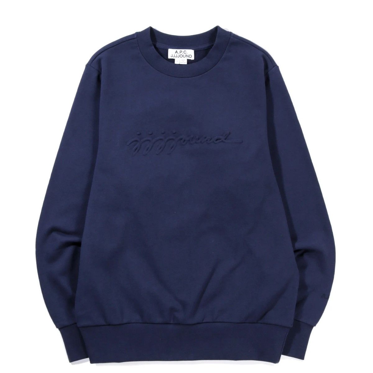 image of A P C x Jjjjound Navy Crewneck Sweatshirt, Men's (Size Small)