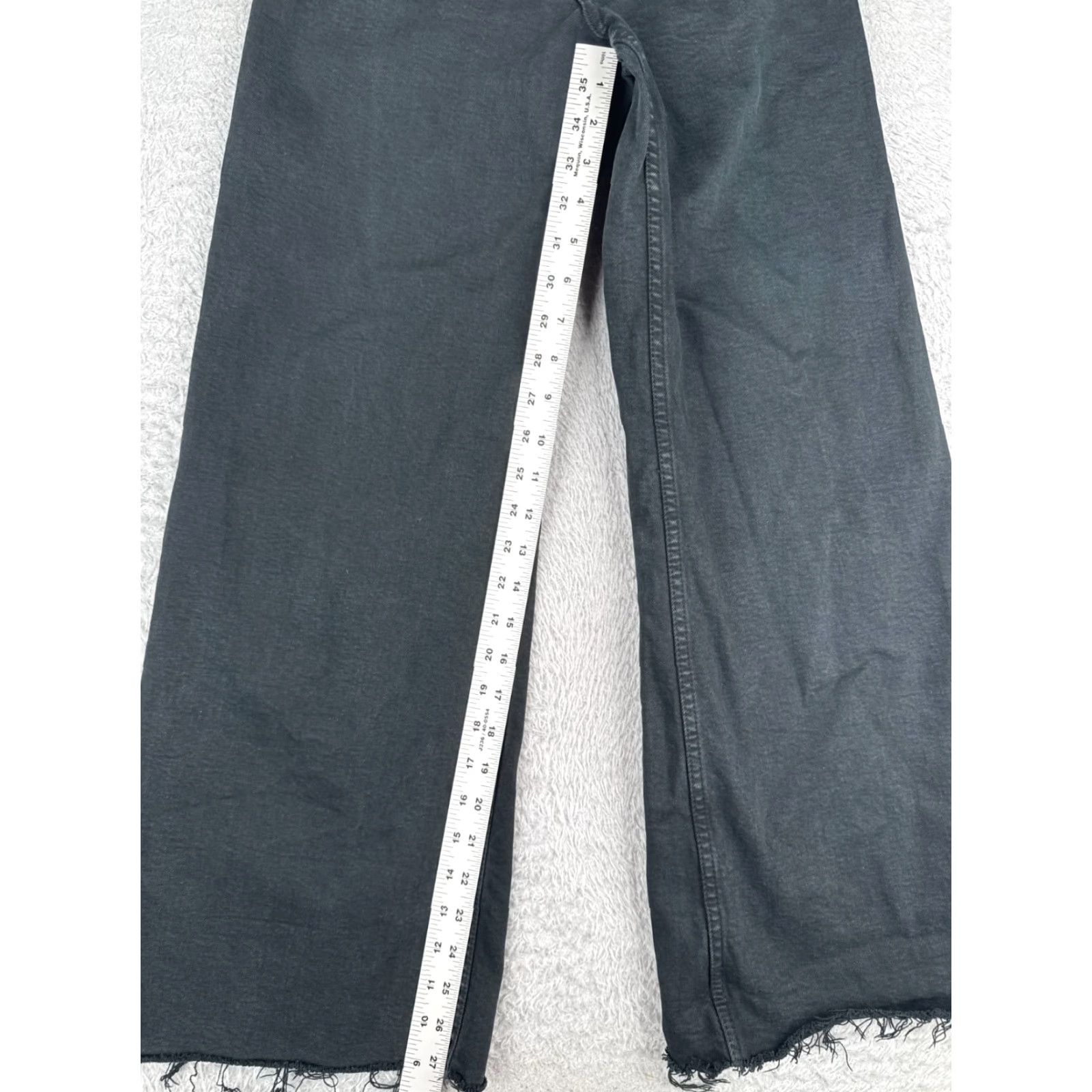 Zara Zara Jeans Women 2 Black Denim Wide Leg High Rise Zip Fly Cotton Blend 24X28 Size 26" / US 2 / IT 38 - 7 Thumbnail
