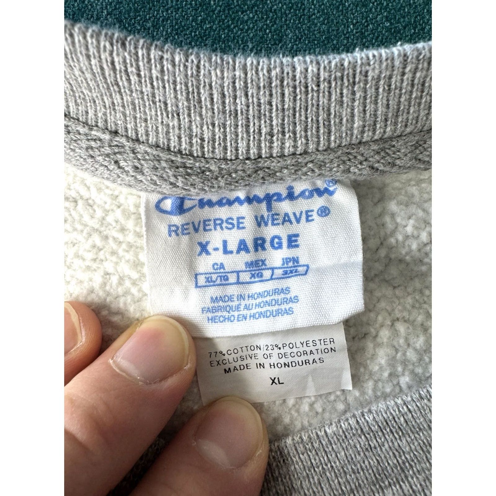 Champion Champion Reverse Weave Spellout Crewneck Sweatshirt Gray Red Stitch Block Letters XL Mens Size US XL / EU 56 / 4 - 3 Thumbnail