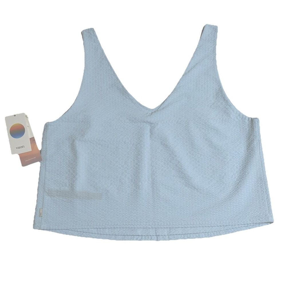Vuori VUORI VILLA TEXTURED CROP TANK SLEEVELESS LIGHT MIST SIZE LA Size L / US 10 / IT 46 - 1 Thumbnail
