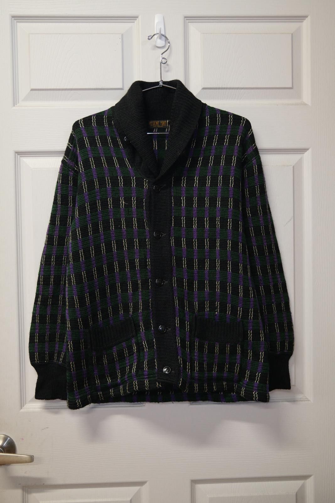 Other 90's Regent Knit Windowpane Plaid Cardigan Size M / US 6-8 / IT 42-44 - 1 Thumbnail