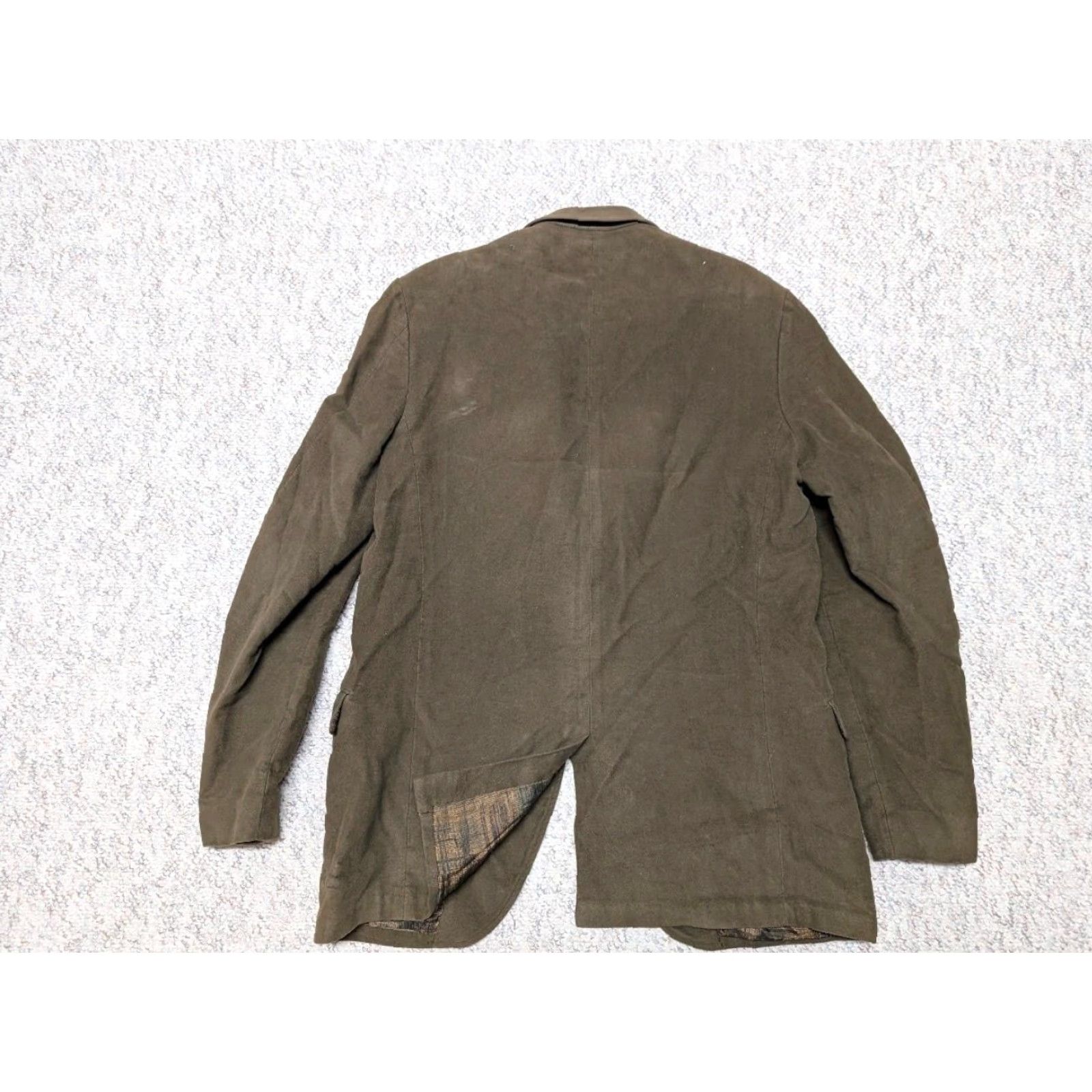 Velvet VINTAGE Juillsuede Velvet Blazer Jacket 40R Army Green Chamois Velvet Suede Notch 2/3 Roll Single-Breasted Mens Size 40R - 2 Thumbnail