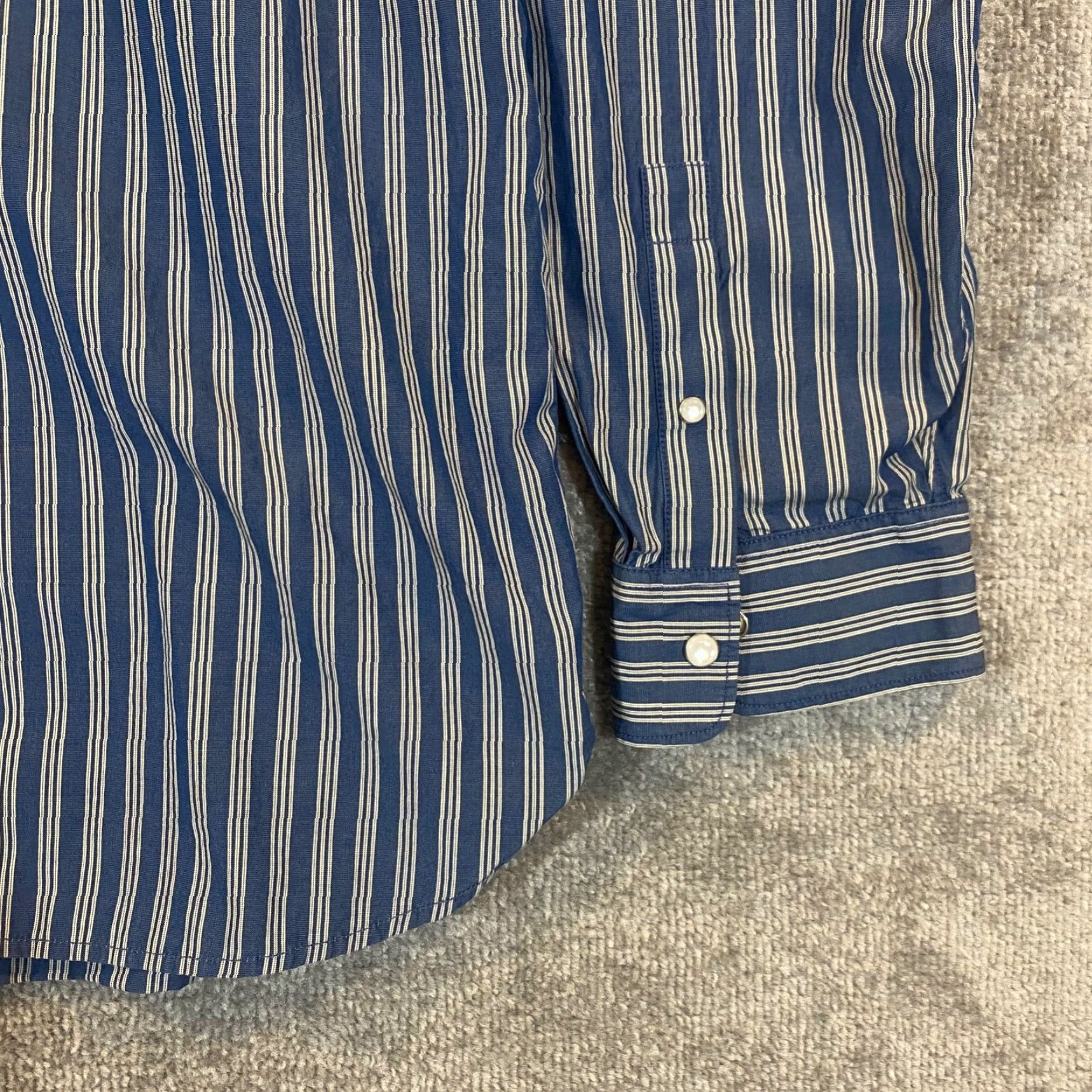 Banana Republic Banana Republic Shirt Mens 2XL Slim Blue Striped Pearl Snap Up Western Top L/S Size US XXL / EU 58 / 5 - 3 Thumbnail