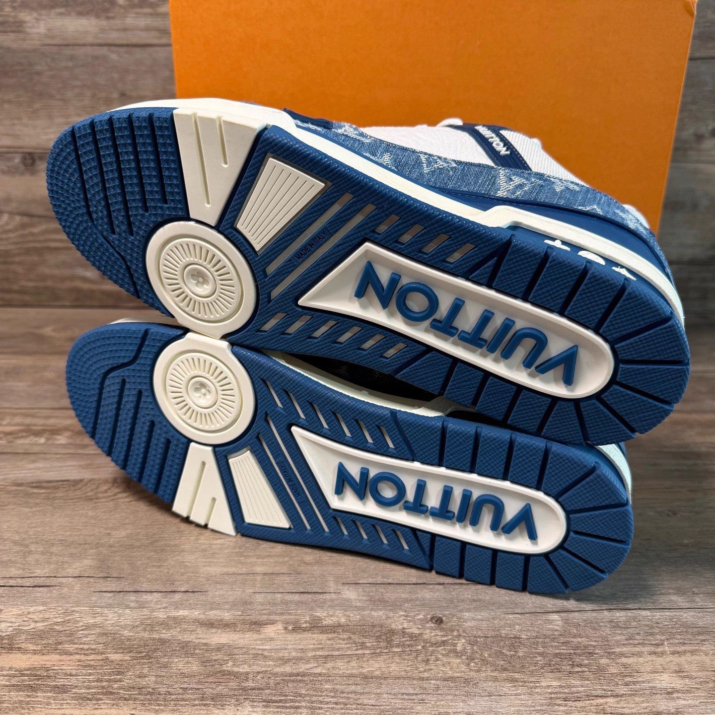 Louis Vuitton LV Trainer White Blue Denim 42.5(UK8.5) New Box Size US 9.5 / EU 42-43 - 5 Thumbnail