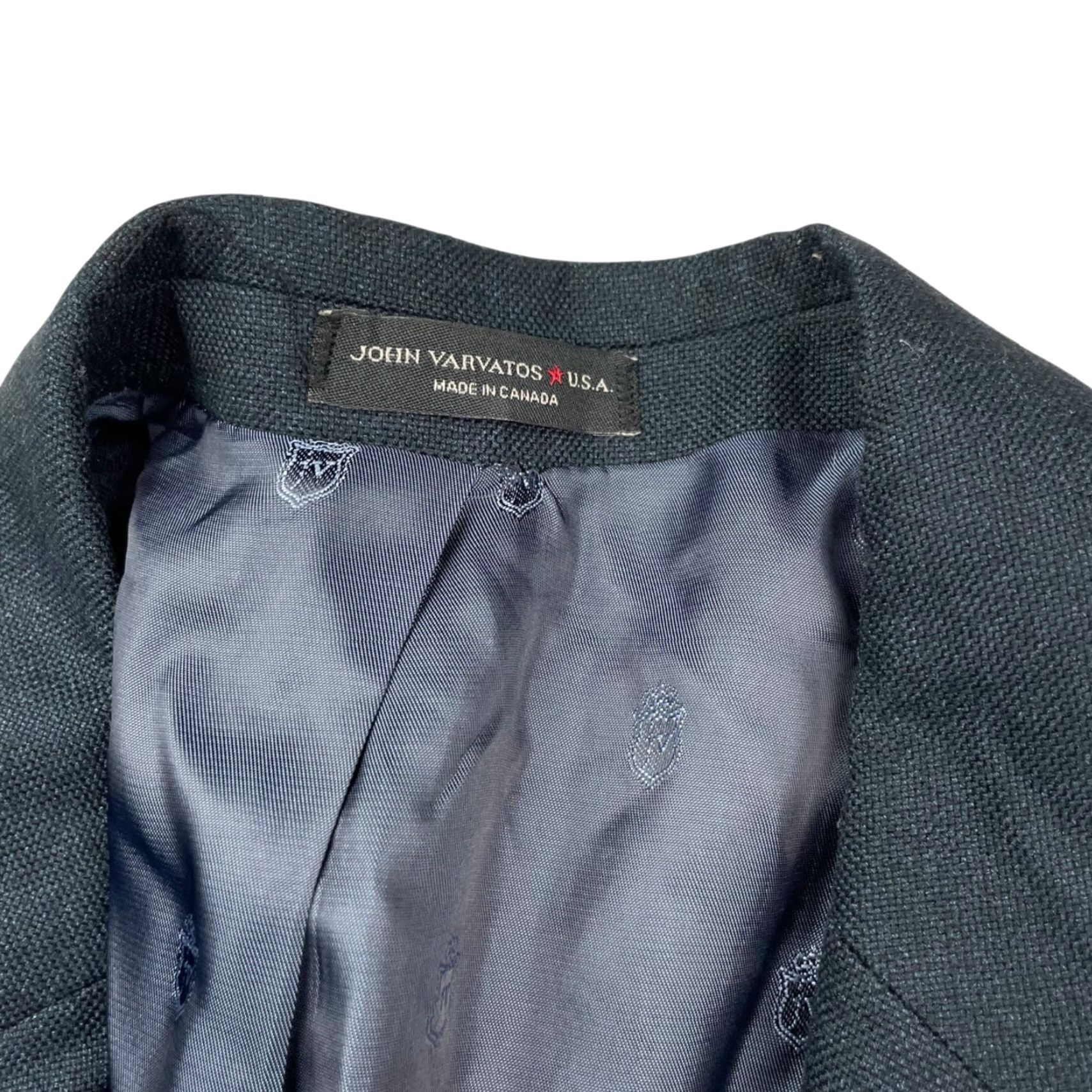 John Varvatos John Varvatos Blazer Men 44R Navy Blue 2-Button Notch Solid Polyester Viscose Mens Size 44R - 5 Thumbnail