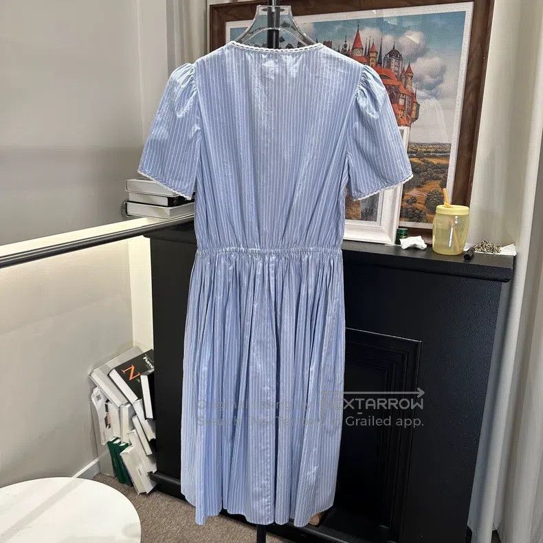 Miu Miu Miu Miu 42 Logo logo gold button striped light blue dress Size L / US 10 / IT 46 - 2 Thumbnail