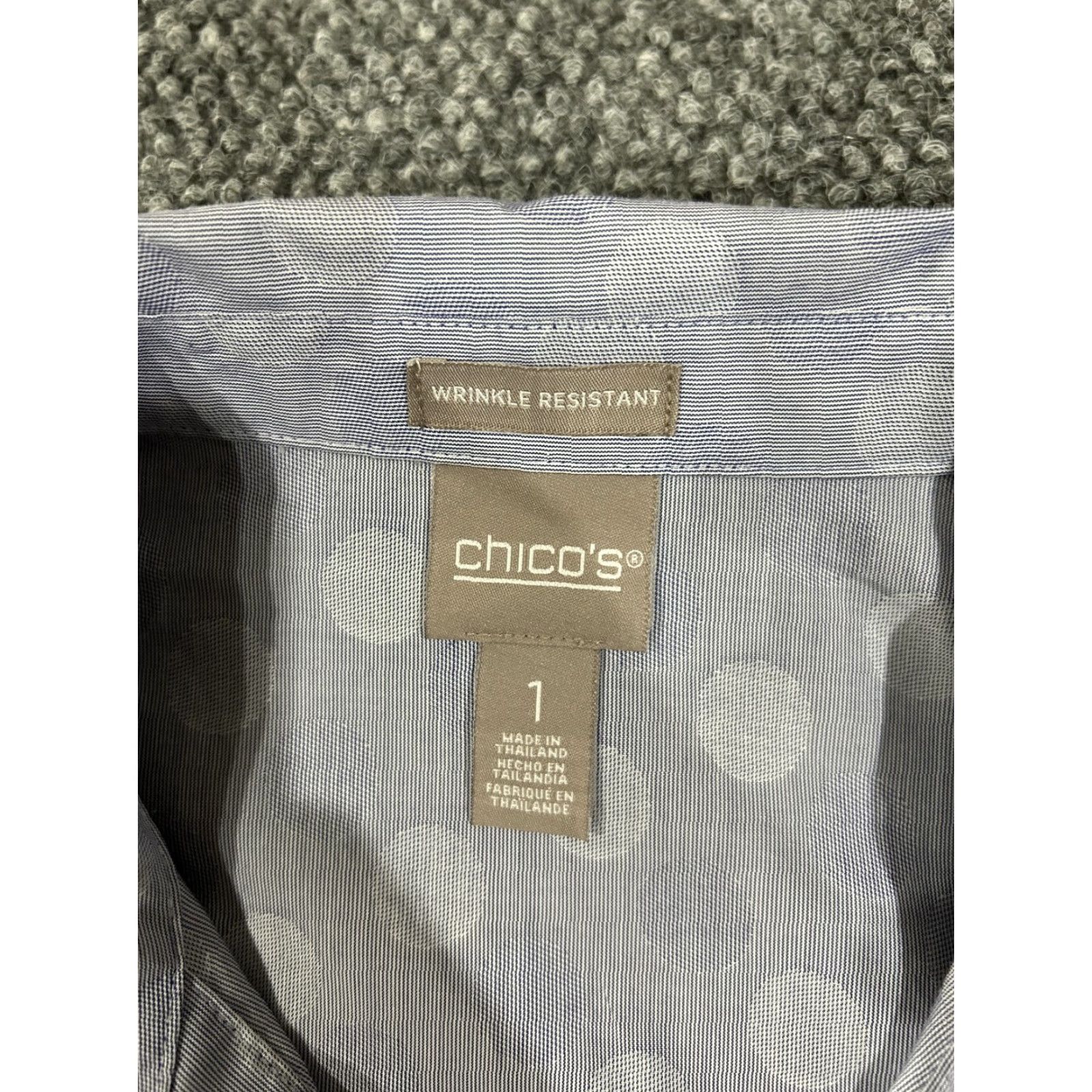 Vintage Chicos Shirt Womens 1 Blue White Polka Dot Wrinkle Resistant 3/4 Sleeve Cotton Size XS / US 0-2 / IT 36-38 - 5 Thumbnail