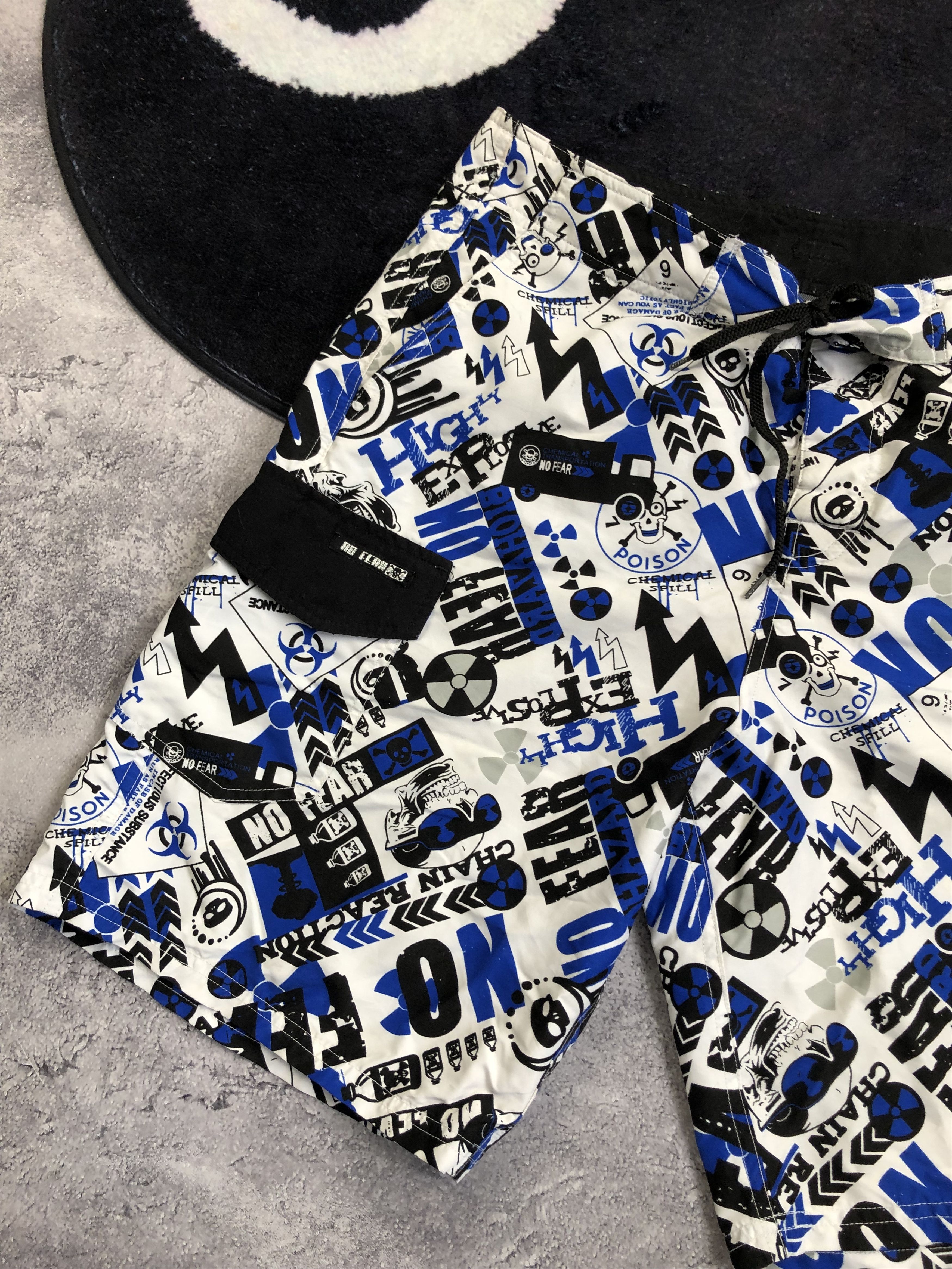 No Fear NO FEAR Crazy Y2k Monogram Shorts Streetwear Beach Serf Size US 33 - 3 Thumbnail