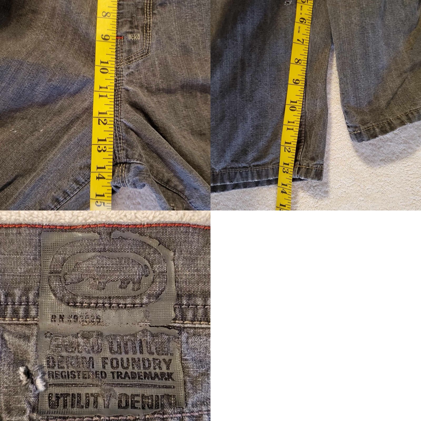 Ecko Unltd. VINTAGE Ecko Unltd Baggy Shorts Mens 38 Grey Black Denim 5-Pocket Distressed Y2K 90s Hip Hop Skater Cargo Relaxed Jeans Shorts Mens Size US 38 / EU 54 - 9 Thumbnail