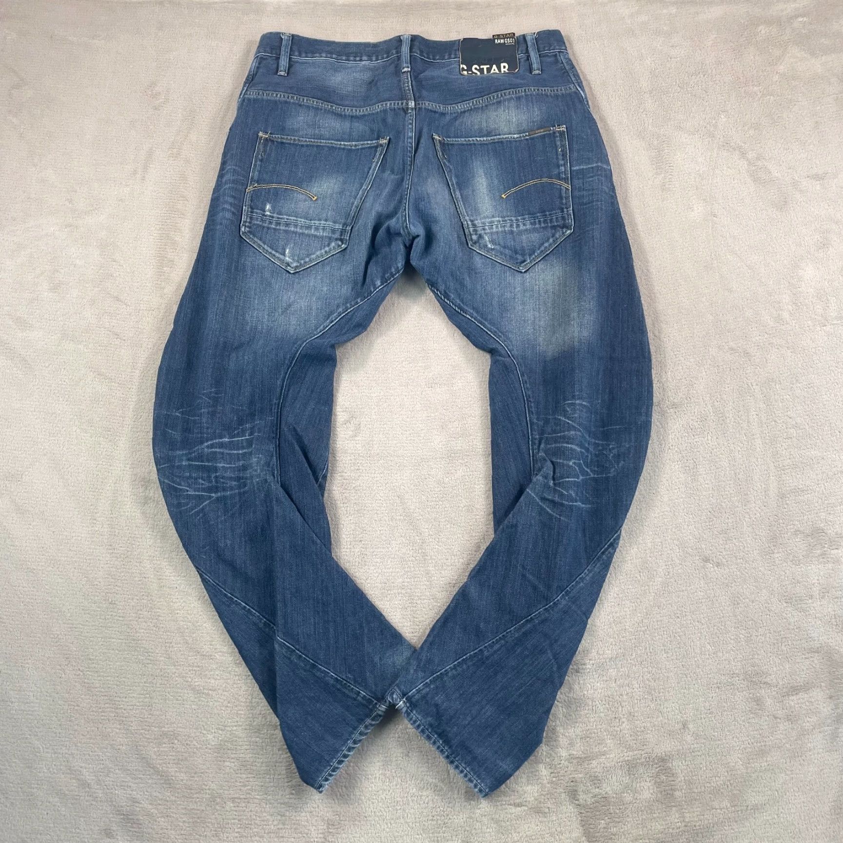 G-Star G STAR RAW DENIM ARC 3D Loose Tapered Jeans Men 36x32 Blue Wash Zip Pocket Size US 36 / EU 52 - 5 Thumbnail