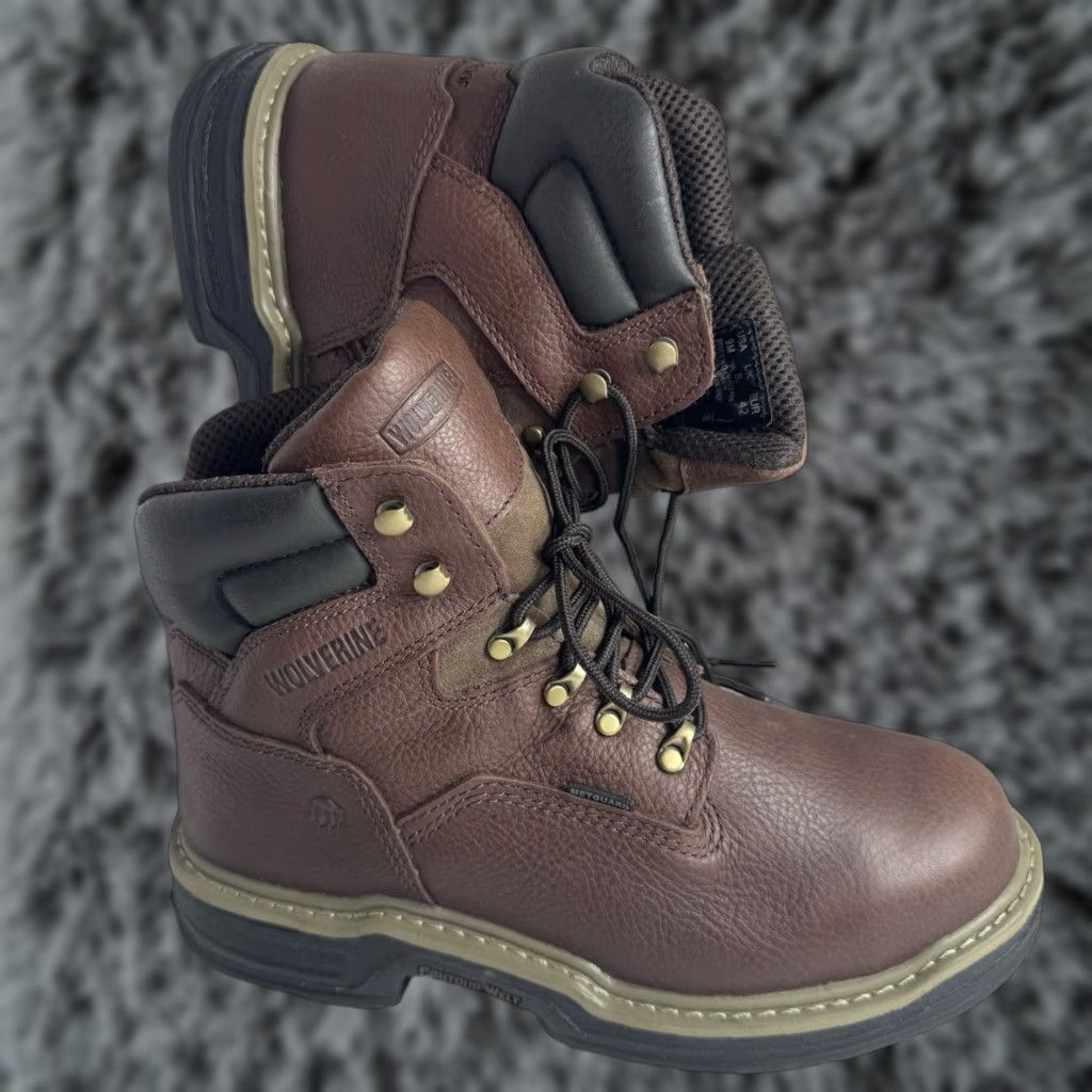 Red Wing Mens Size 9 Leather Boot Brown Waterproof Steel Toe Metguard Multishox