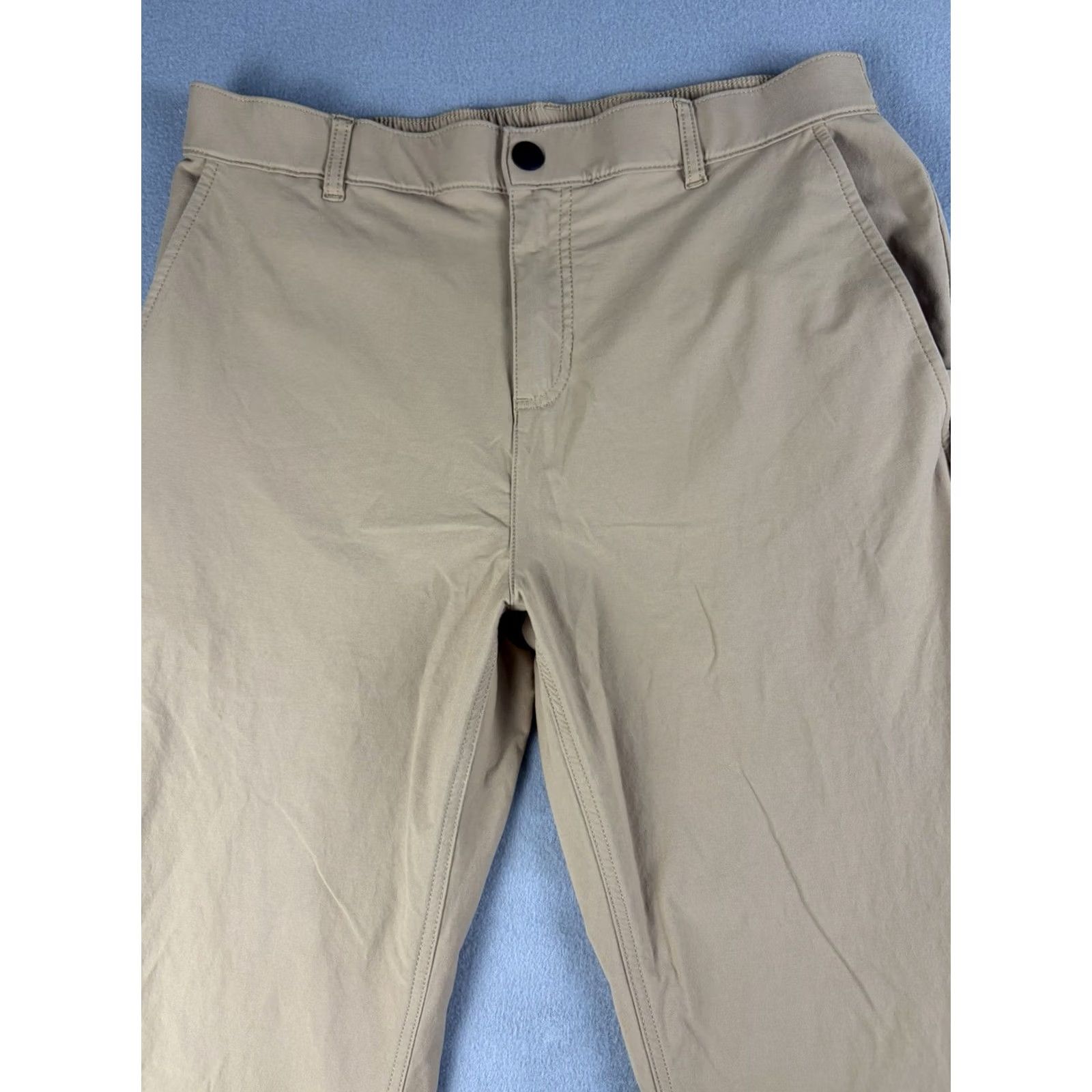 Camel Mugsy Pants Mens 36x30 Travel Chino Solid Beige Stretch Cotton Spandex Elastic Waist Straight Inseam 30 Regular Size US 36 / EU 52 - 2 Thumbnail