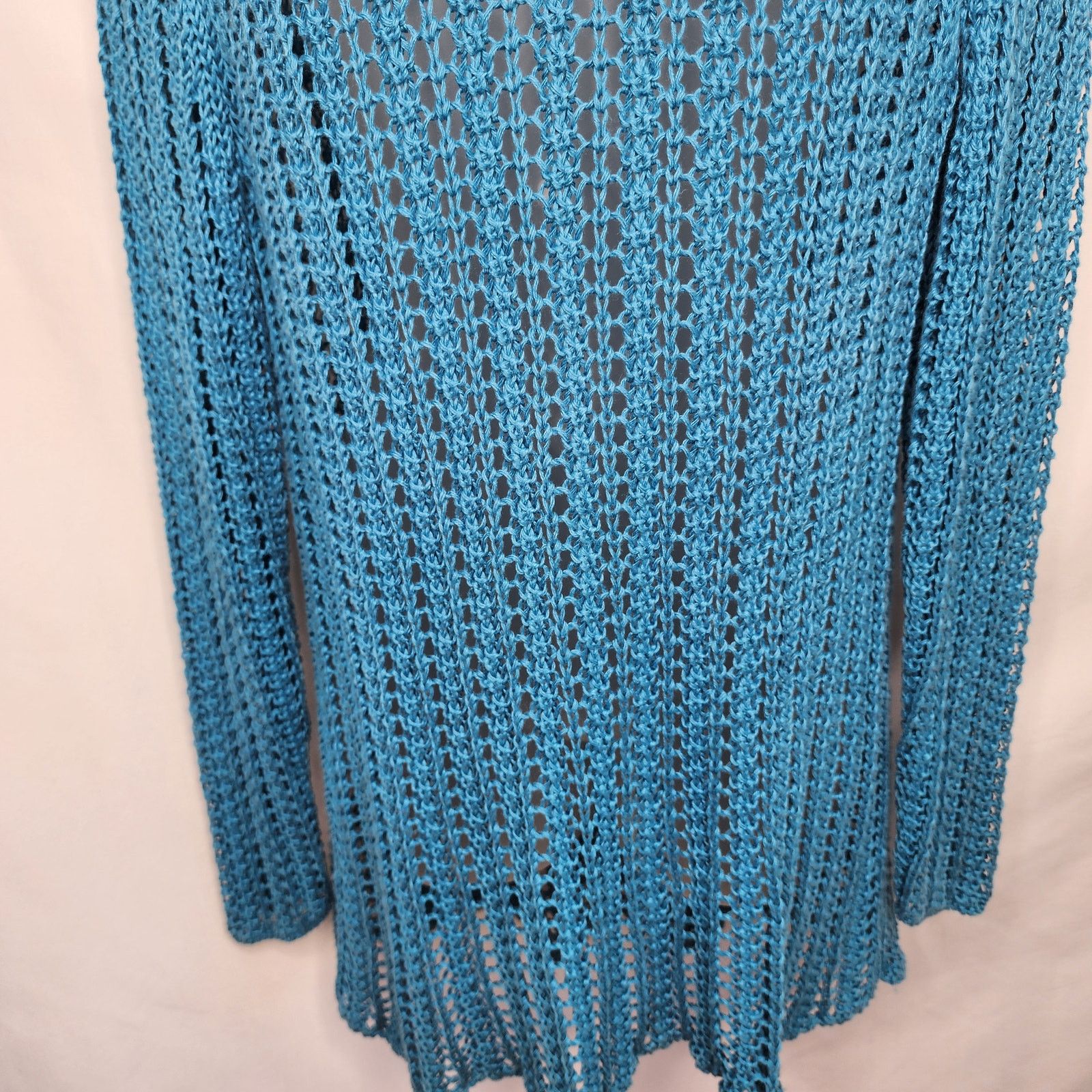 Other J. Jill Blue Open Knit Long Sleeve Tunic Linen Sweater Size L / US 10 / IT 46 - 4 Thumbnail