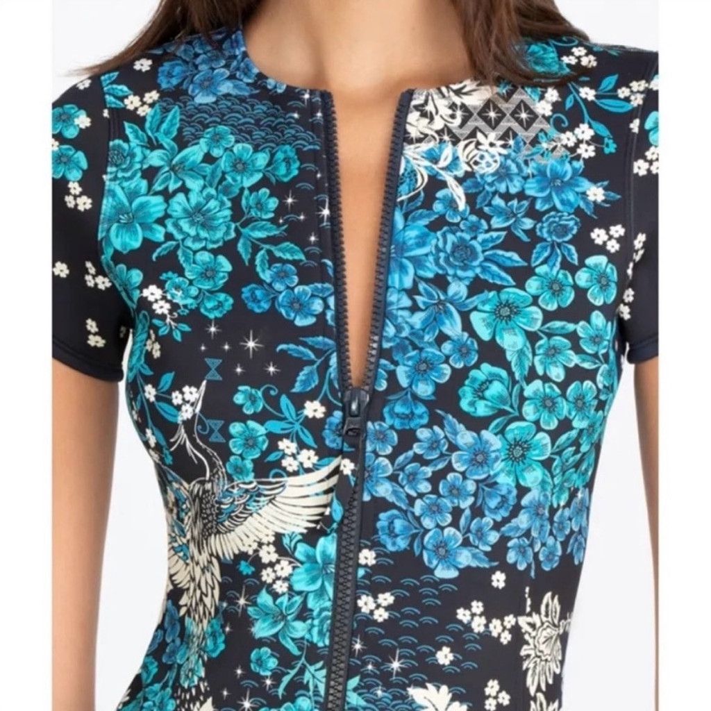 Johnny Was NWT Johnny Was | Blue Fly Neoprene One Piece Swimsuit | S Size ONE SIZE - 8 Thumbnail