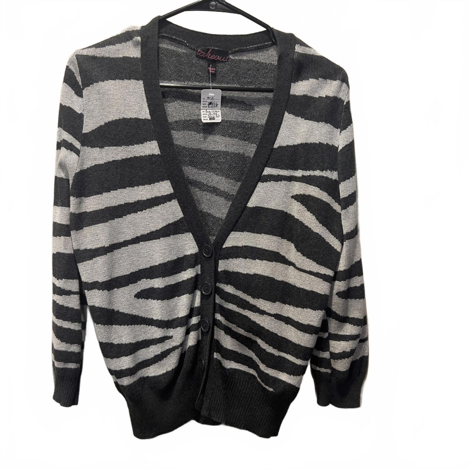 Other Takeout Women's Zebra Print Button-Up Cardigan Sweater, Size Size L / US 10 / IT 46 - 1 Thumbnail