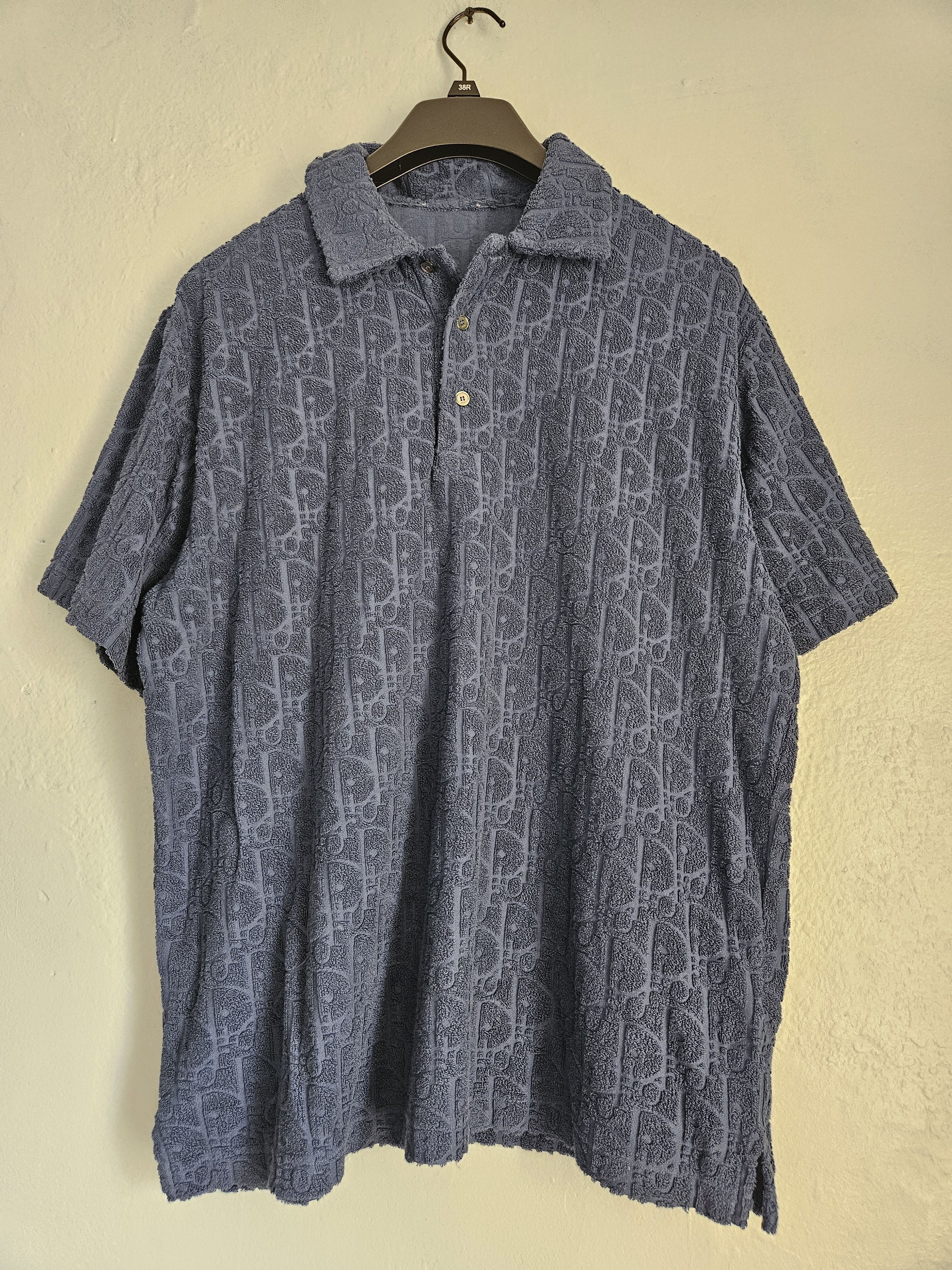 Dior Navy Blue Oblique Towel Polo Shirt Size US L / EU 52-54 / 3 - 1 Thumbnail