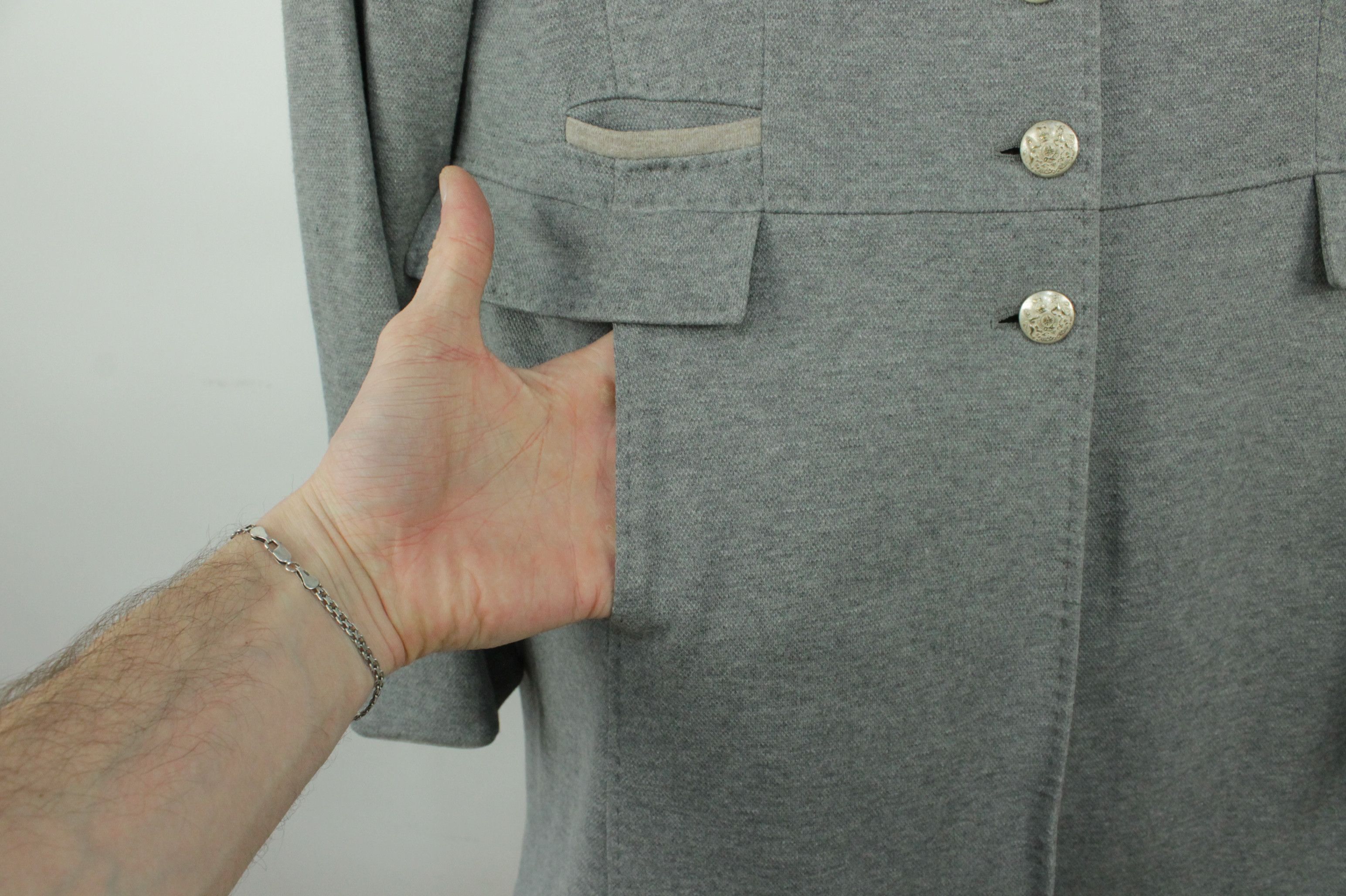 Schneiders Schneiders Salzburg Julietta Steel Button Gray Cotton Coat Size L / US 10 / IT 46 - 6 Thumbnail