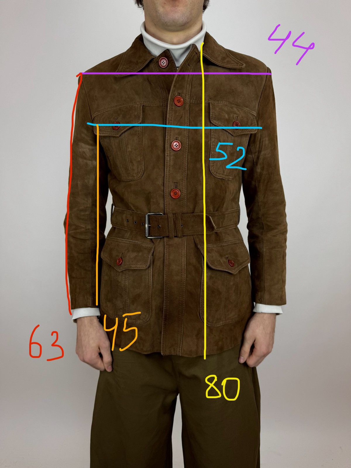 Other Vintage Suede Jacket Toscana Pockets Belted Peacoat Japanese Size US M / EU 48-50 / 2 - 16 Thumbnail