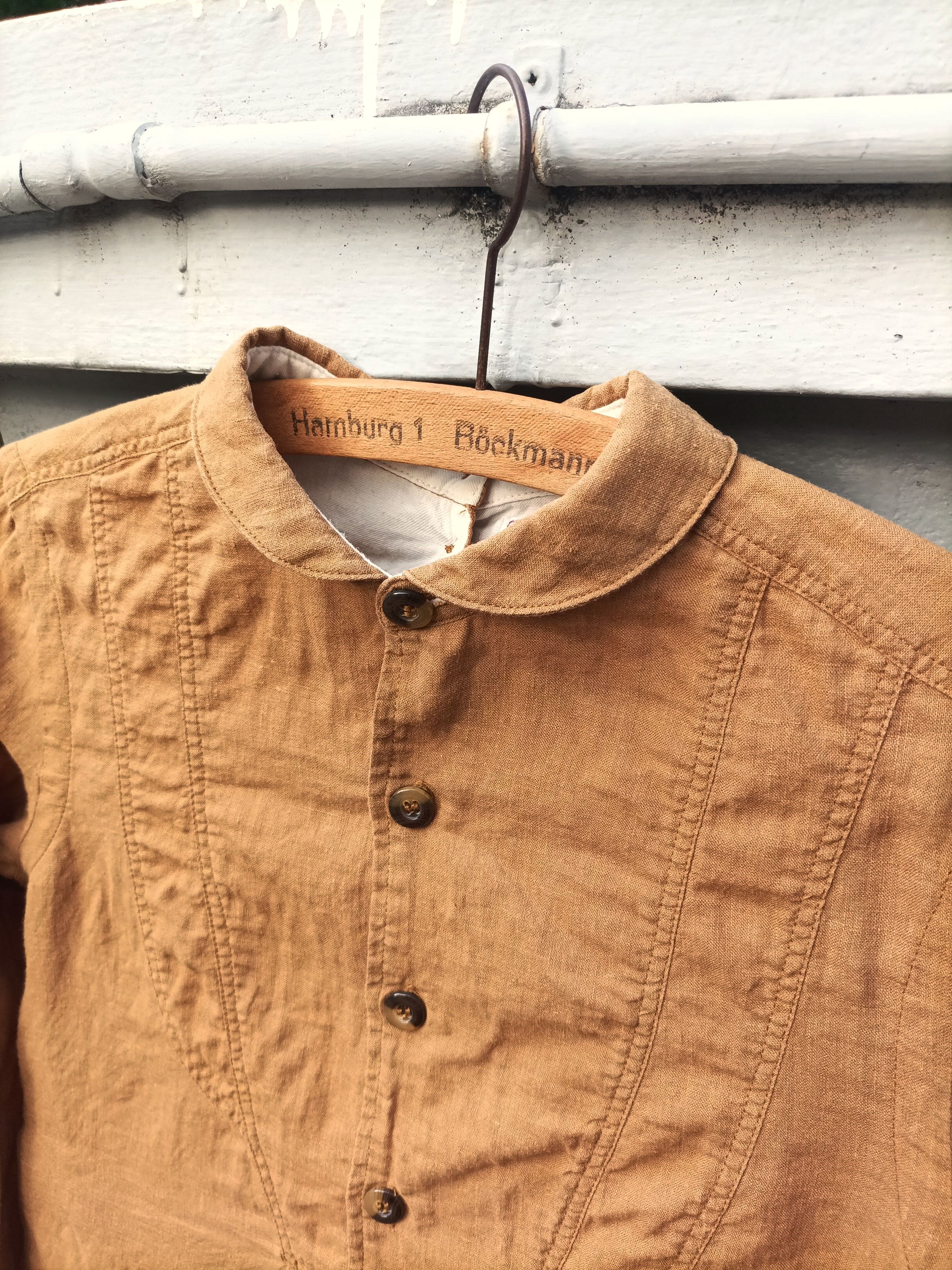Japanese Brand (D52) Beams Boy Khaki Half Button Linen blouse Size XS / US 0-2 / IT 36-38 - 2 Thumbnail