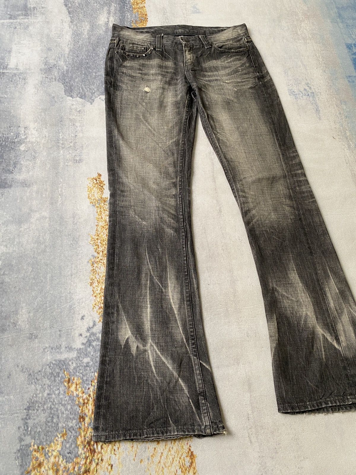 Japanese Brand 2000s The Murder License Claw Marks Flare Denim Size US 31 - 5 Thumbnail