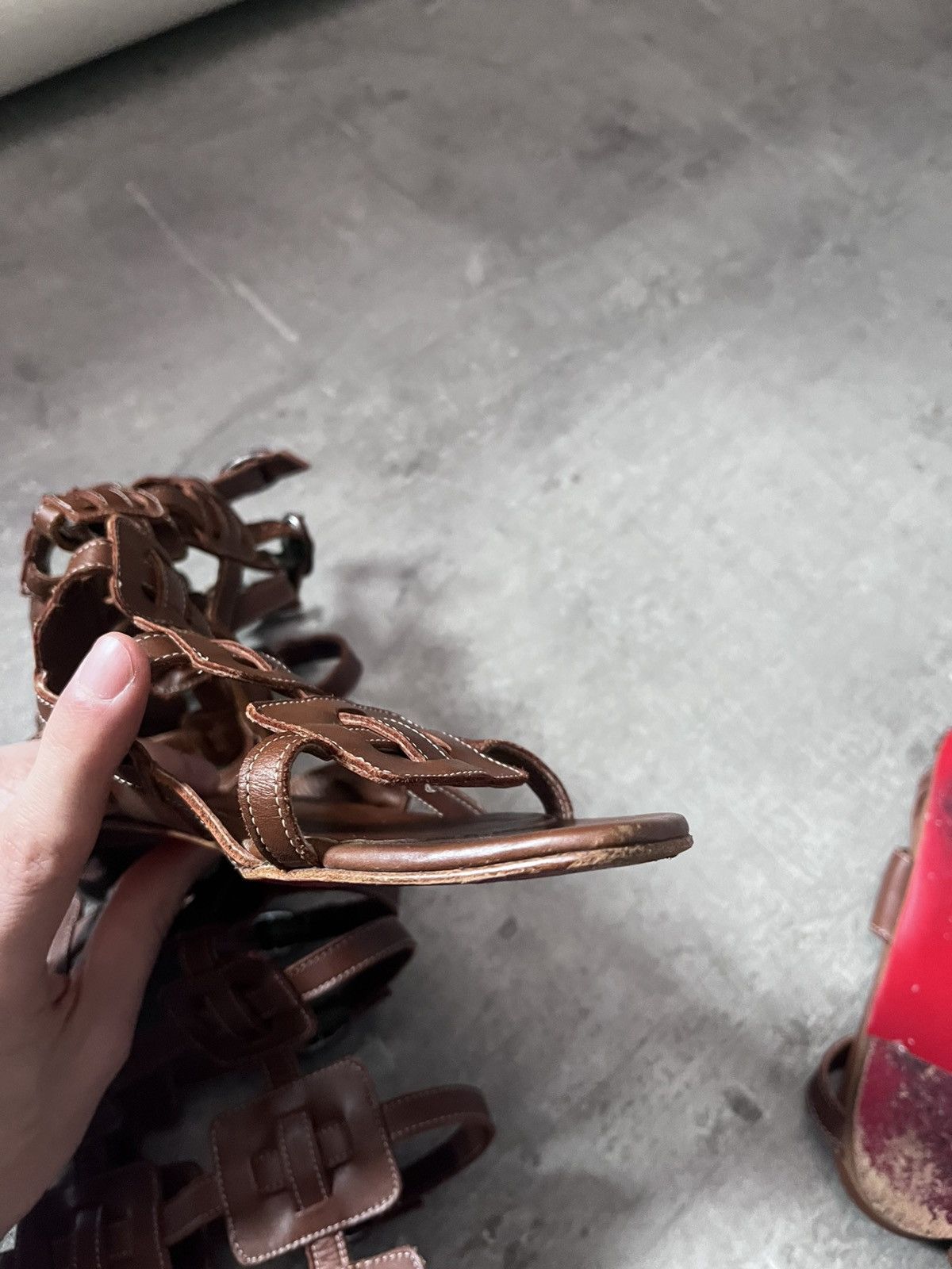 Christian Louboutin Christian Louboutin Gladiator Sandals brown leather Size US 7.5 / IT 37.5 - 17 Thumbnail