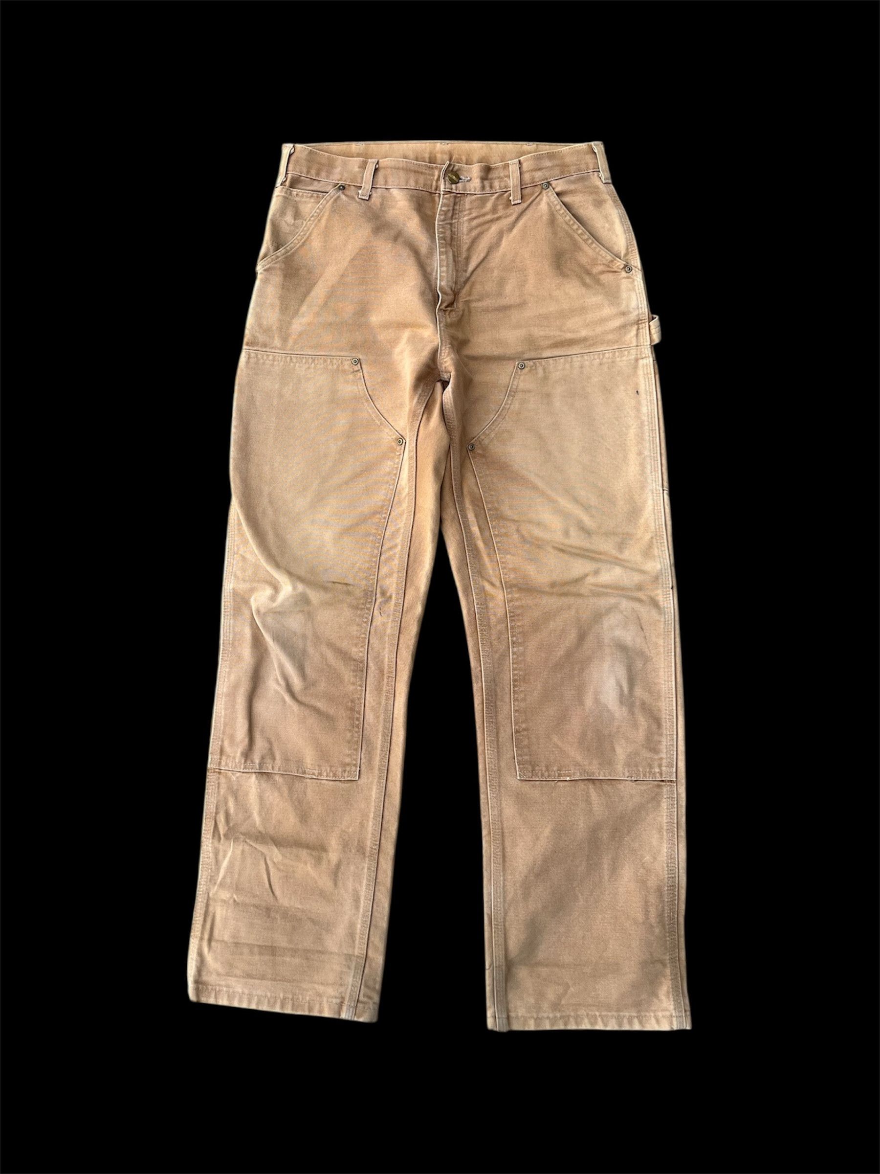 Carhartt Carhatt Double Knee Dungaree Sun Faded Distressed Pants Size US 34 / EU 50 - 1 Thumbnail