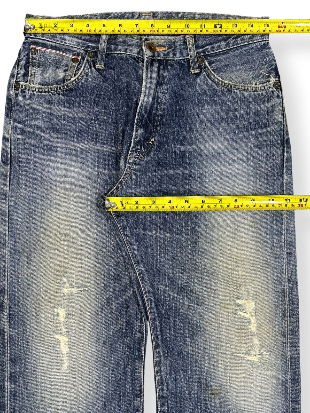 Edwin Vintage Edwin 505s Selvedge Classic Fit Distressed Jeans Size US 30 / EU 46 - 16 Thumbnail