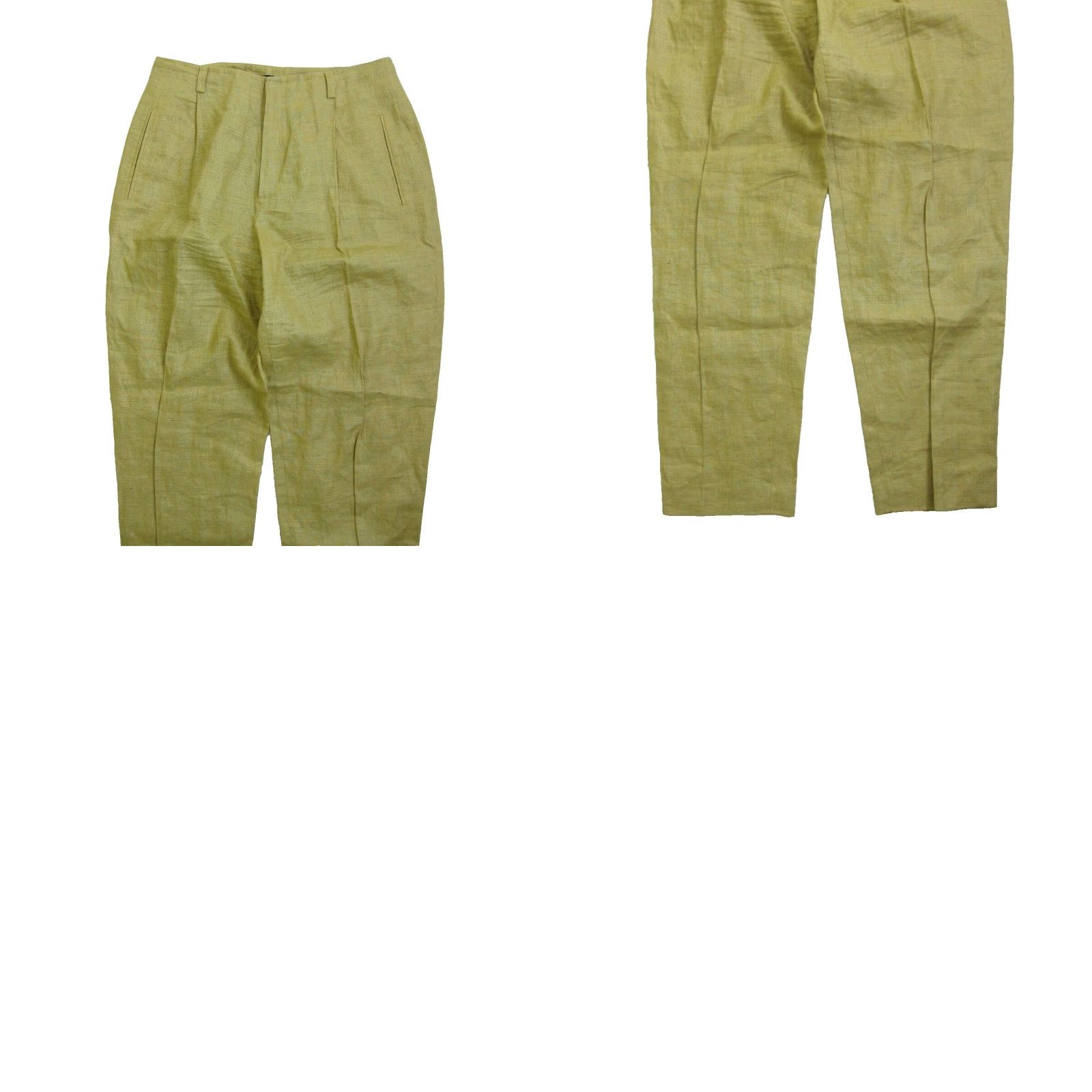 Ellen Tracy Ellen Tracy Women 100% Linen Yellow Pocket High Rise Pleat Pant Shirt? Size 32" / US 10 / IT 46 - 8 Thumbnail