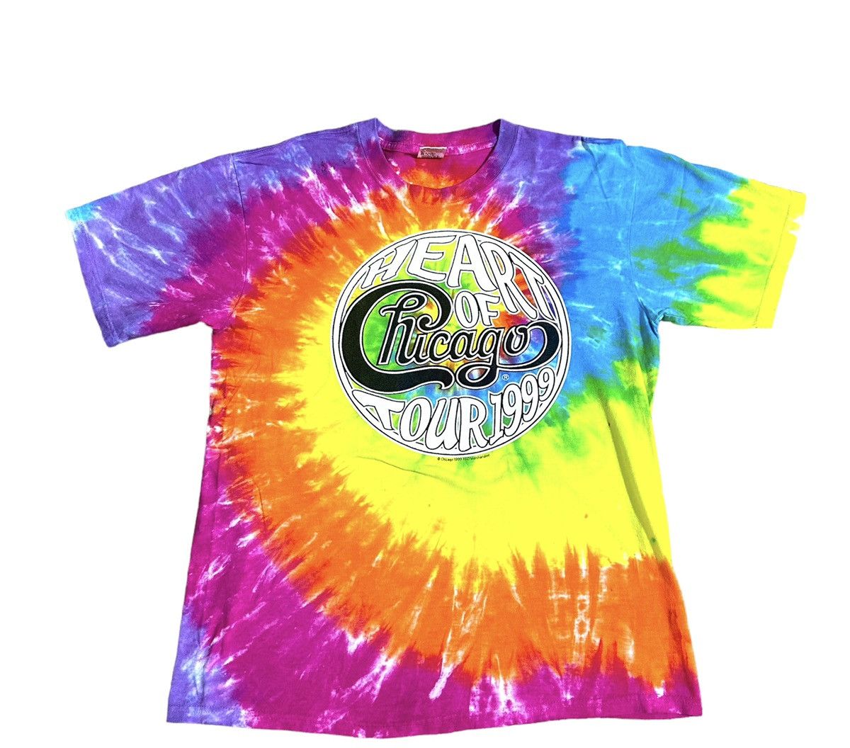 image of Band Tees x Rap Tees Vintage 90's Chicago Band Heart Of Chicago Tour 1999 Tshirt in Tie Dye (Size L