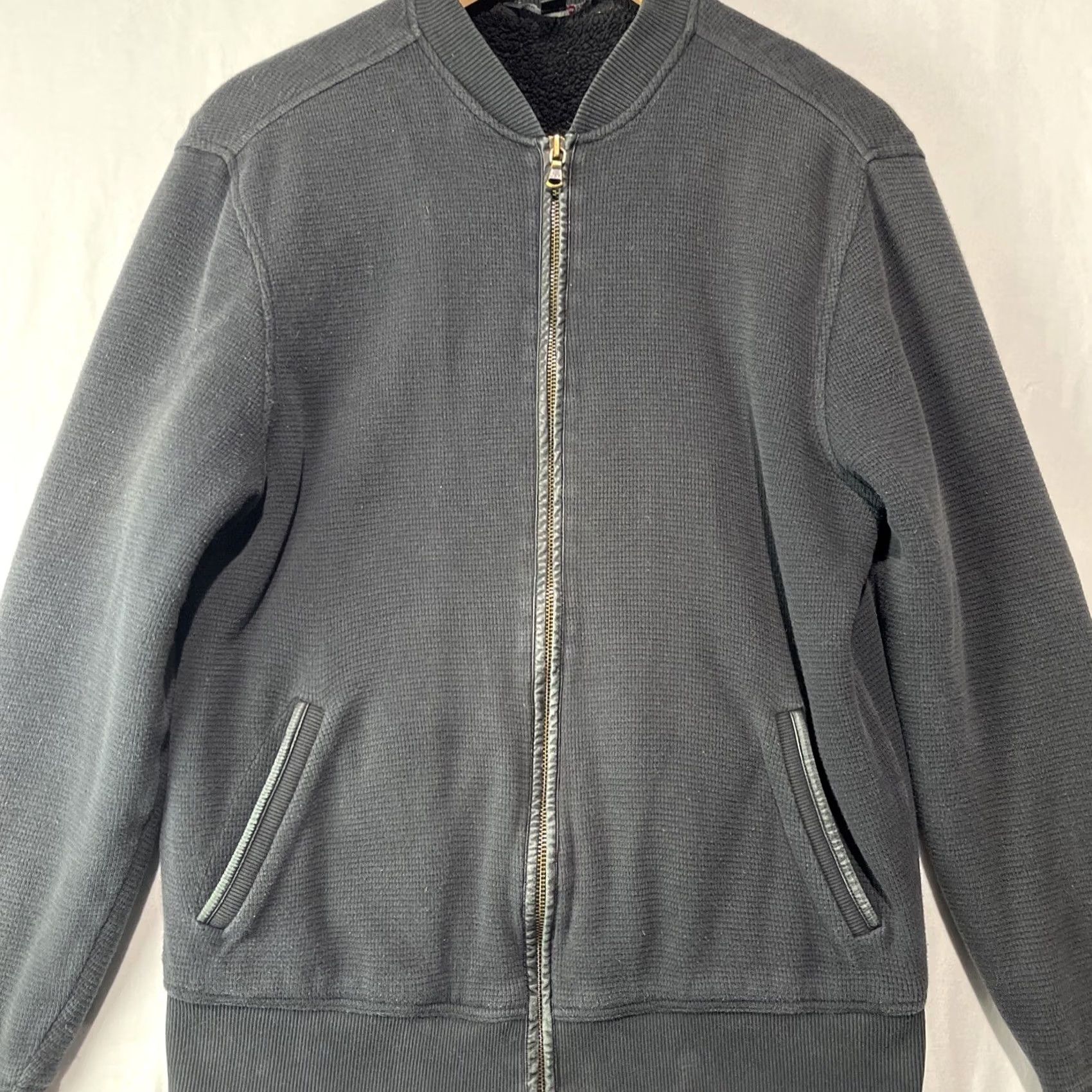 John Varvatos John Varvatos Jacket Mens Medium Thermal Waffle Knit Sherpa Lined Zip Bomber Jacket Size US M / EU 48-50 / 2 - 2 Thumbnail