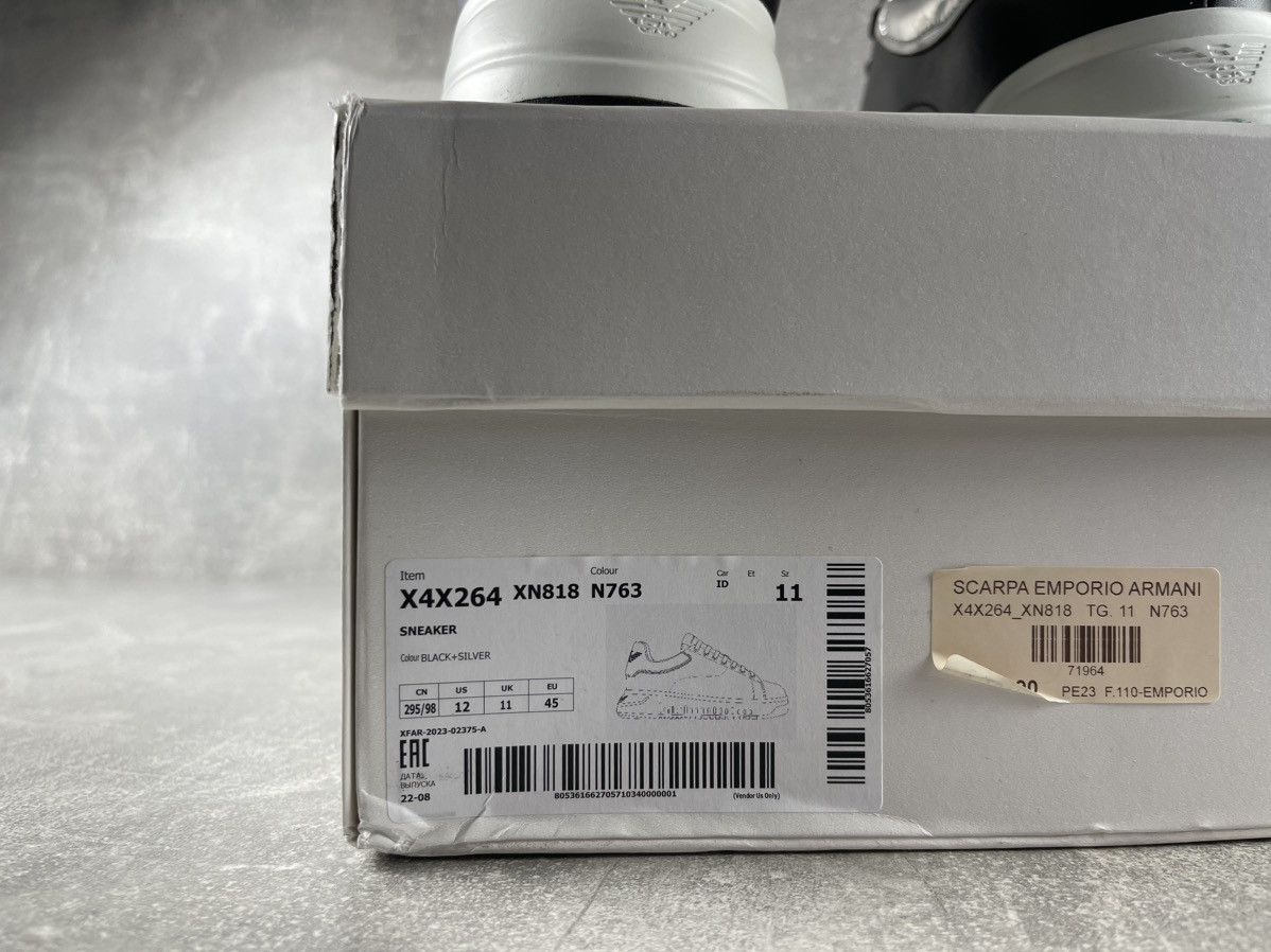 Emporio Armani Emporio Armani NWB Leather Sneakers Black Silver 2019-20 Size US 11 / EU 44 - 9 Thumbnail