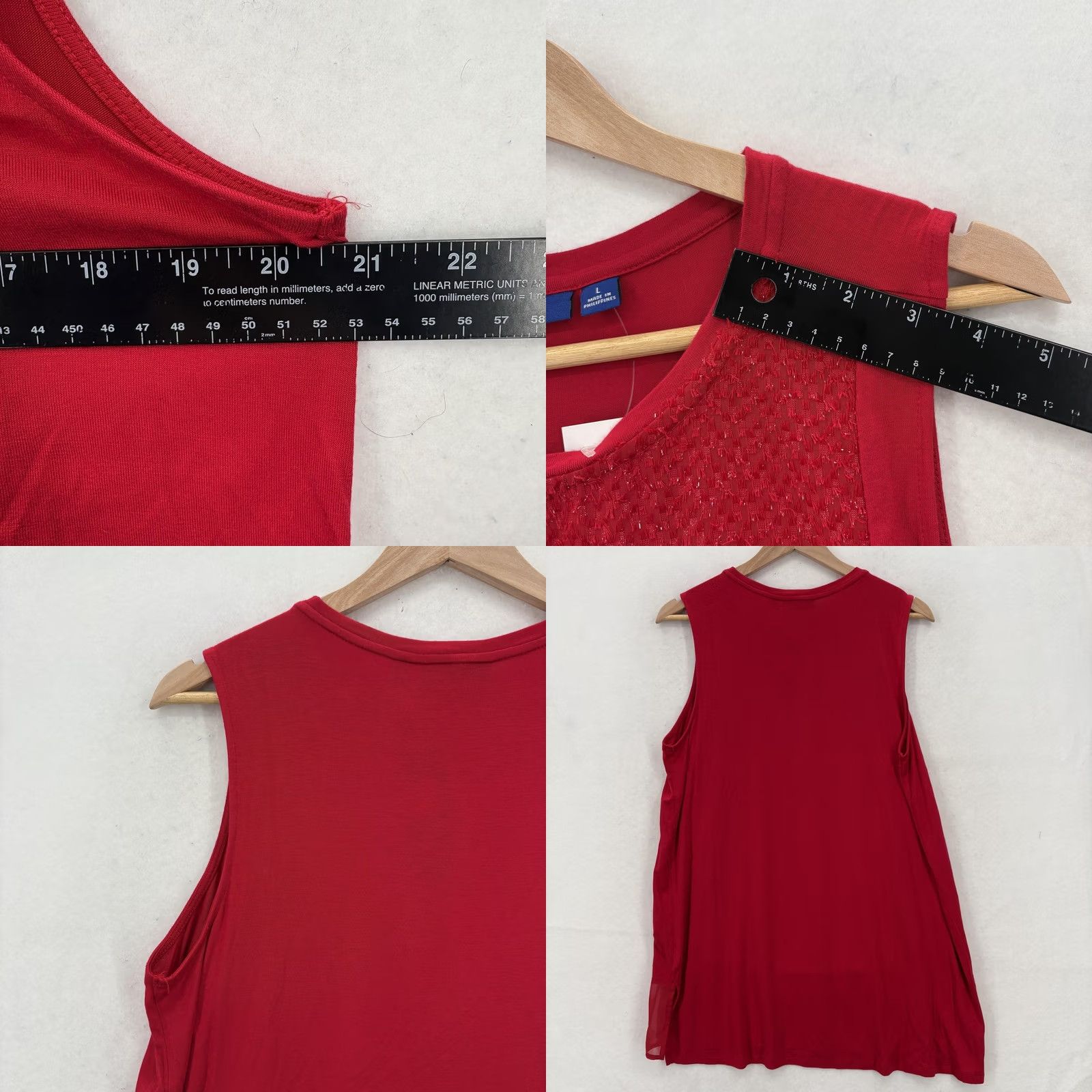 Apt. 9 APT 9 Shirt Womens Large Tango Red Sleeveless Tank Tunic Textured Hem Blouse Size L / US 10 / IT 46 - 8 Thumbnail