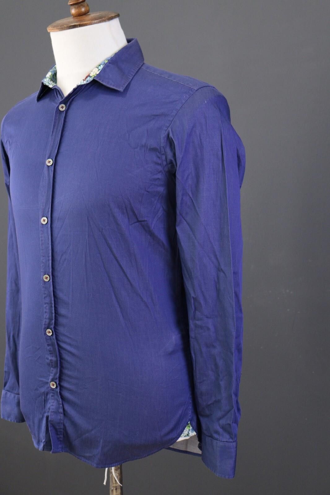 Ted Baker Ted Baker London Blue Floral Collar Dress Shirt Size 3 Size US M / EU 48-50 / 2 - 5 Thumbnail