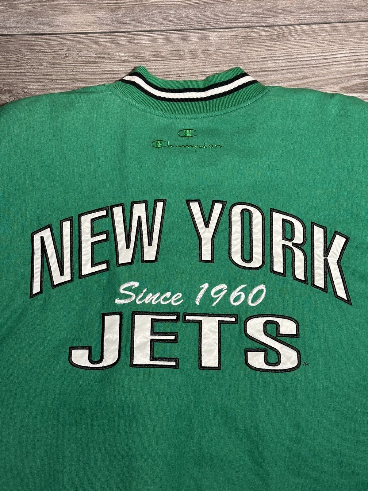 NFL × Vintage Vintage New York Jets Champion Varsity Jacket Size US XL / EU 56 / 4 - 4 Thumbnail