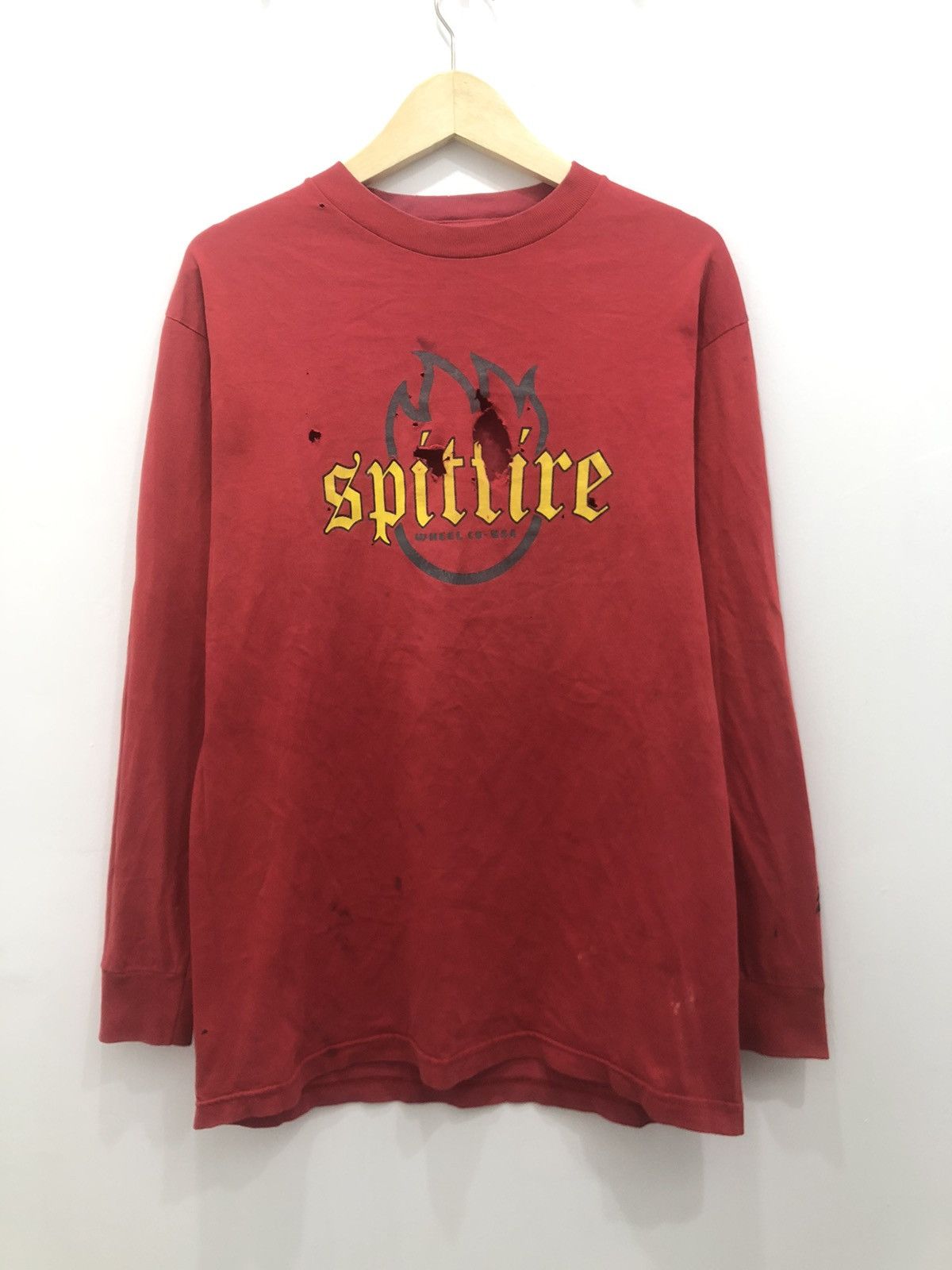 Santa Cruz Skateboards × Shorty's Skateboards × Spitfire Distressed Spit Fire Big Logo LongSleeve Tshirt Tee Size US L / EU 52-54 / 3 - 1 Thumbnail