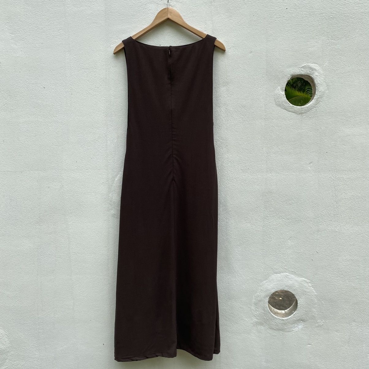 Y's Y’s Brown Deep V-Neck Sleeveless Midi Dress Size M / US 6-8 / IT 42-44 - 11 Thumbnail