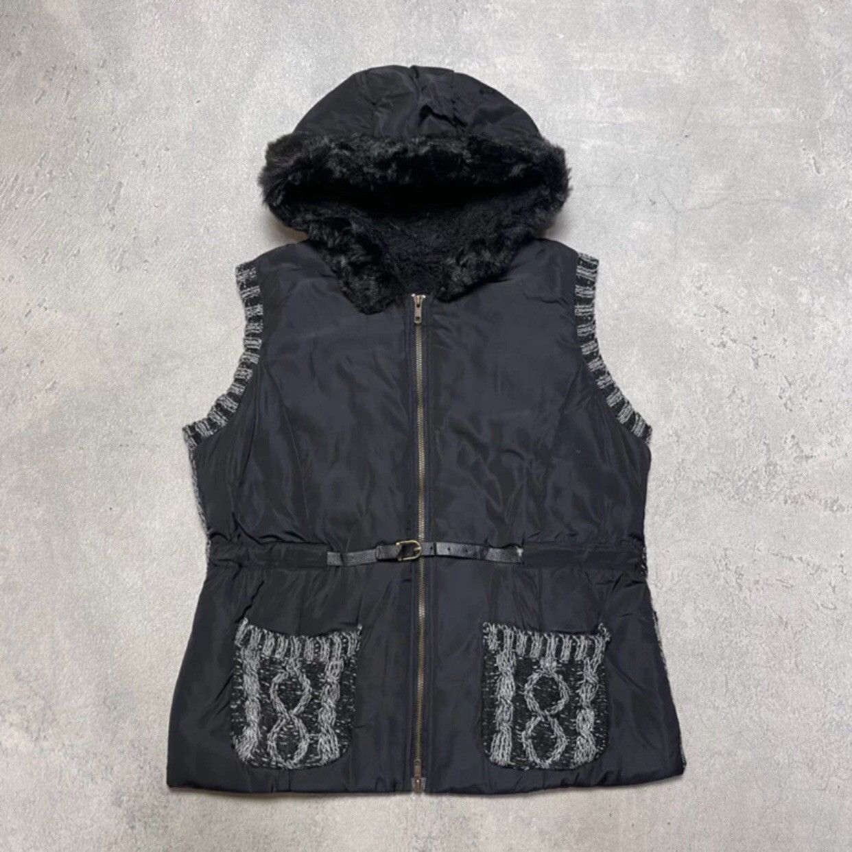 2000s Cooperate Vest Sherpa Faux Fur Jacket