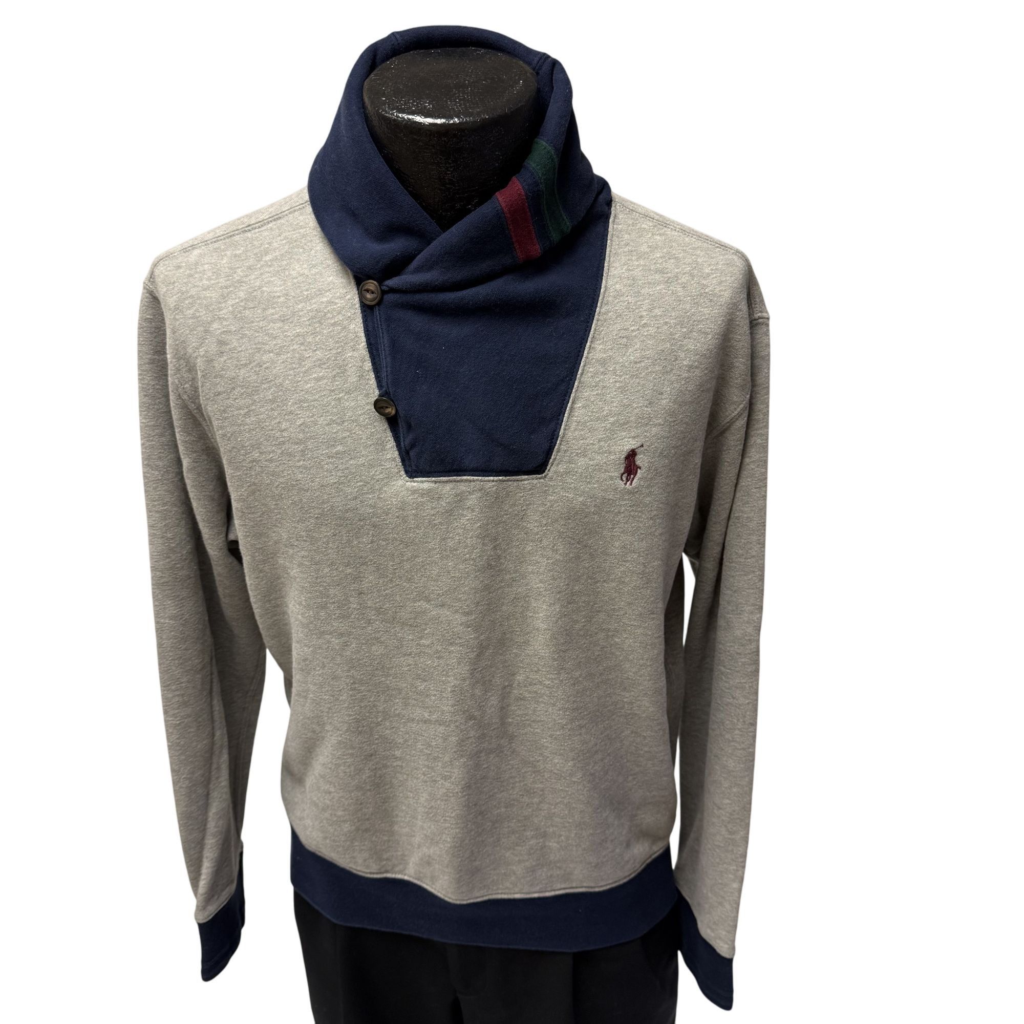 Polo Ralph Lauren Vtg Ralph Lauren Pullover Shawl Collar Polo LOGO Sweatshirt Size US M / EU 48-50 / 2 - 2 Thumbnail
