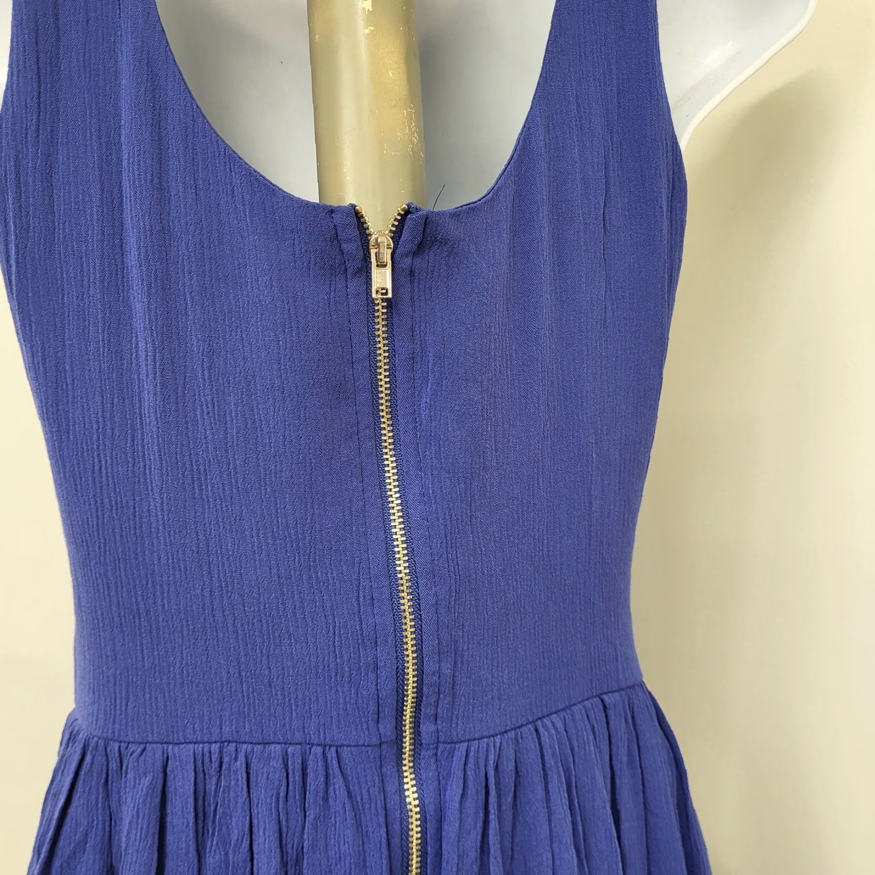 Vintage Xhilaration Lined Dress Women's XS Blue Embroidered Sleeveless Back Zip EUC Size XS / US 0-2 / IT 36-38 - 6 Thumbnail
