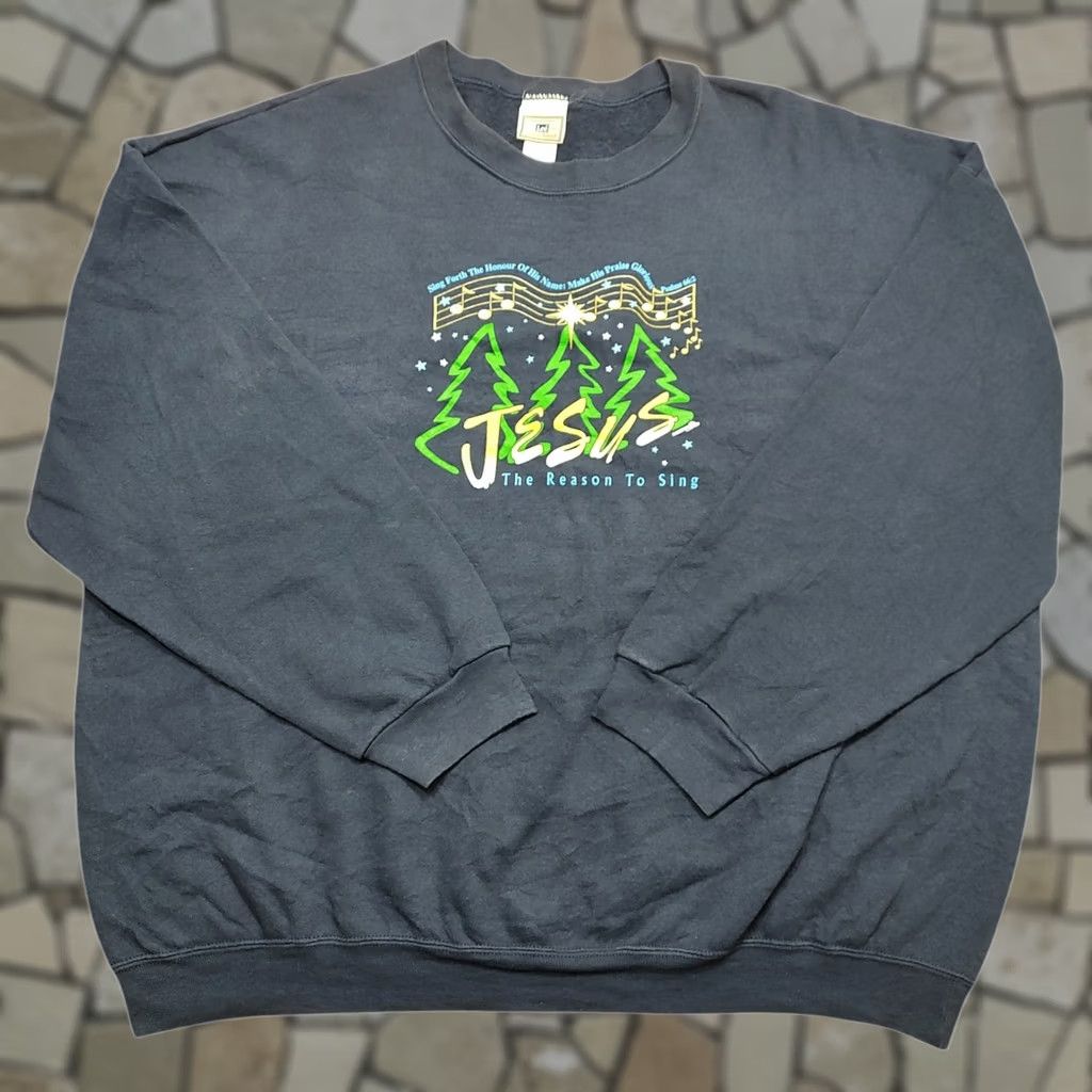 Lee VINTAGE JESUS Sweatshirt Lee 3XL 2002 Christian Blue Crewneck Mens Size US XXL / EU 58 / 5 - 1 Thumbnail