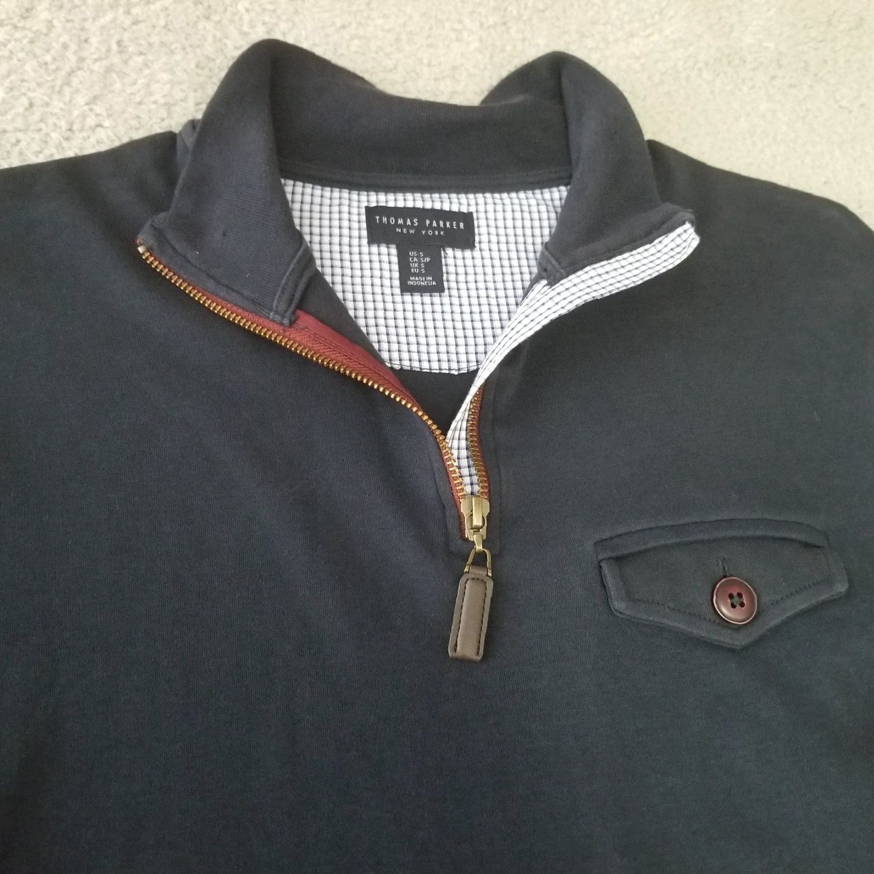 Parker Thomas Parker Sweater Mens Small Navy 1/4 Zip Cotton Knit Pullover Preppy Golf Shirt Size US S / EU 44-46 / 1 - 4 Thumbnail
