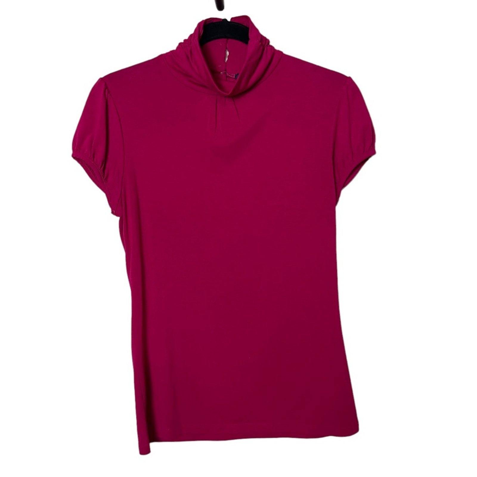 Banana Republic Banana Republic Mock Neck Capped Sleeve Knit Top Wine Small Size S / US 4 / IT 40 - 6 Thumbnail
