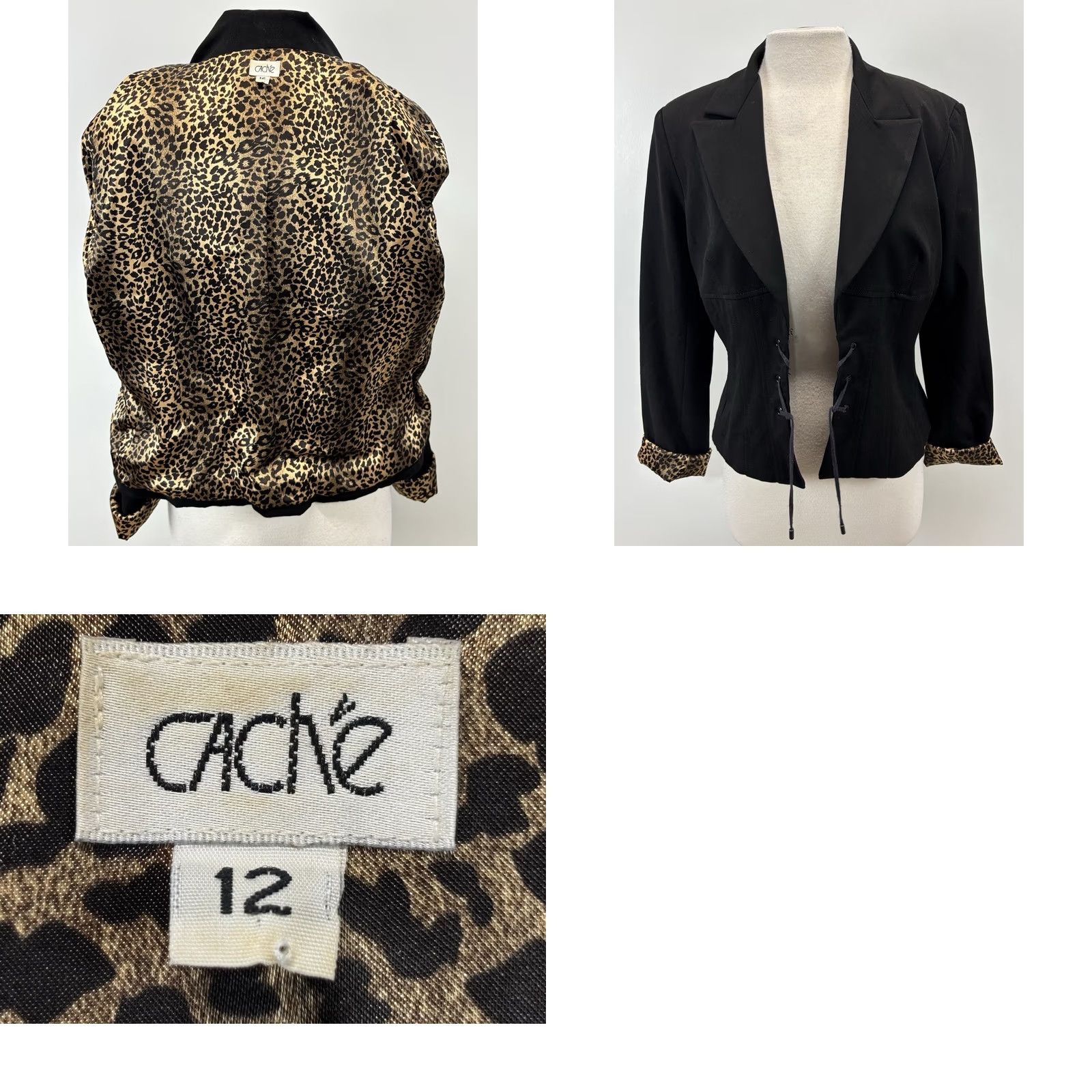 Vintage VINTAGE Caché Blazer Jacket Women 12 Black Corset Style Lace Up Lined 90s Glam Whimsigoth Goth Punk Blazer Women Mens? Size XL / US 12-14 / IT 48-50 - 8 Thumbnail