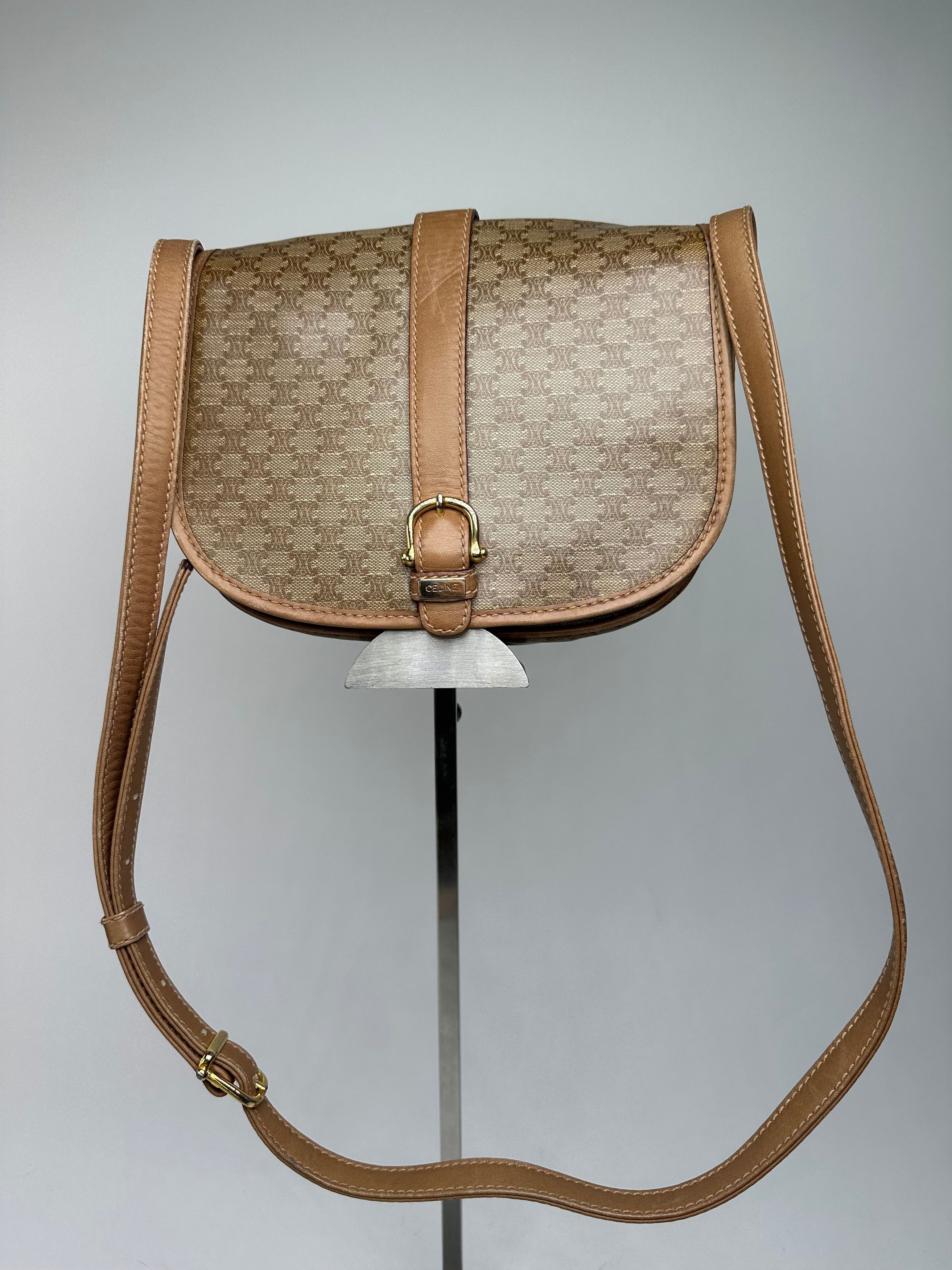 Vintage Paris Triomphe Monogram leather Shoulder Bag Beige G